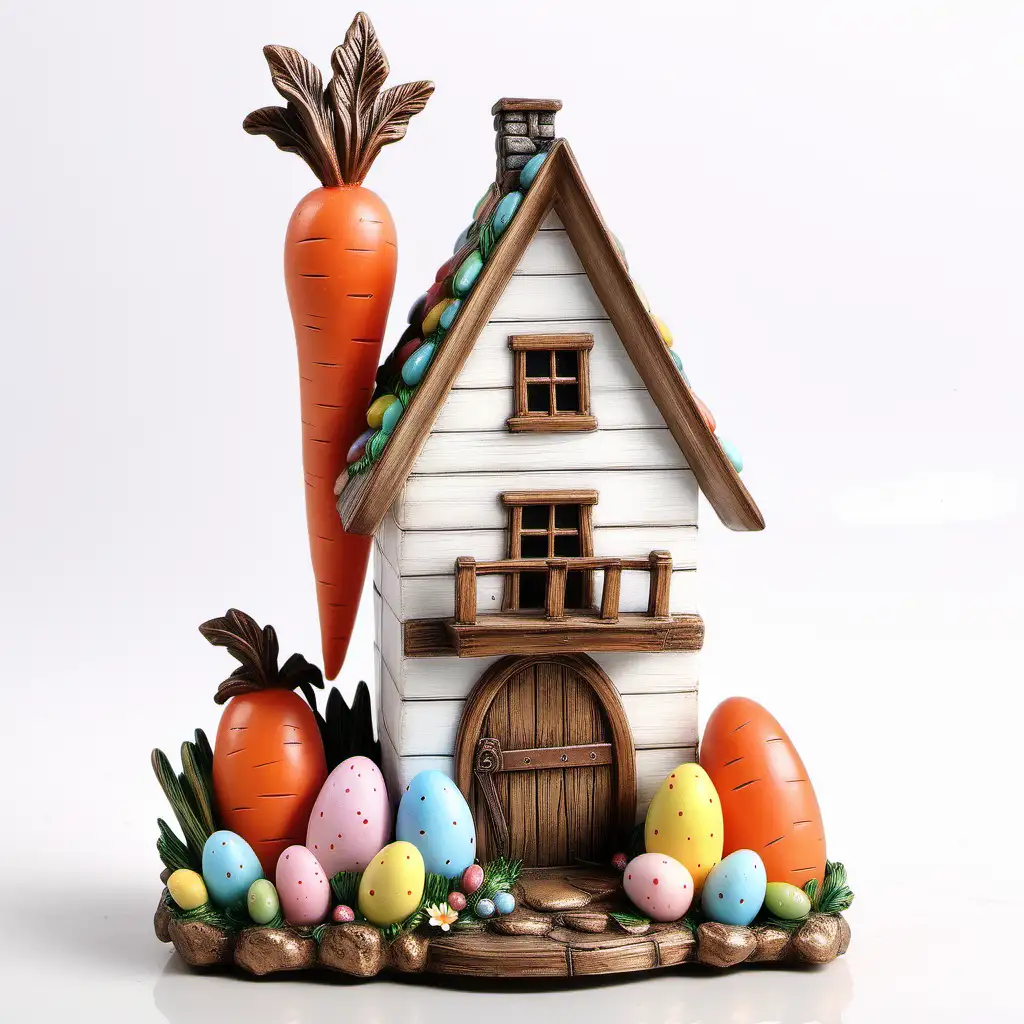 Charming Easter Resin Western Carrot House on White Background