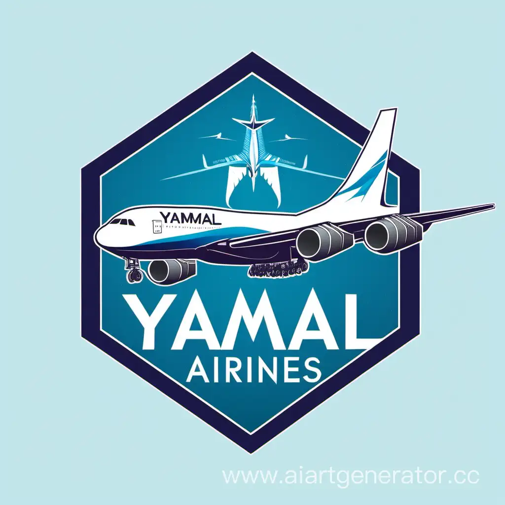 пятиугольный логотип с изображением самолета и надписью Yamal Airlines