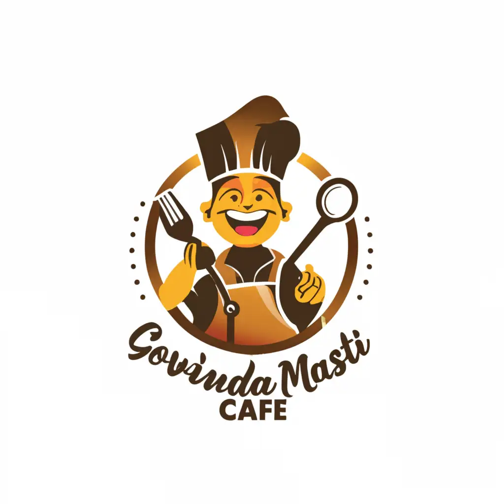 a logo design,with the text "GOVINDA MASTI CAFE", main symbol:CHEF,complex,be used in Restaurant industry,clear background