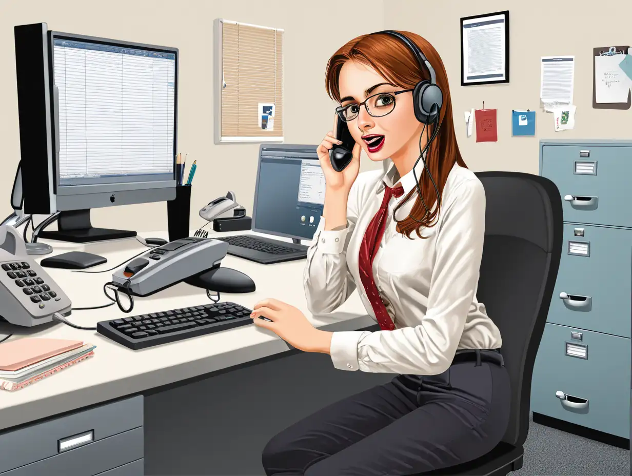 Young Girl Communicating in a Home Office Setting