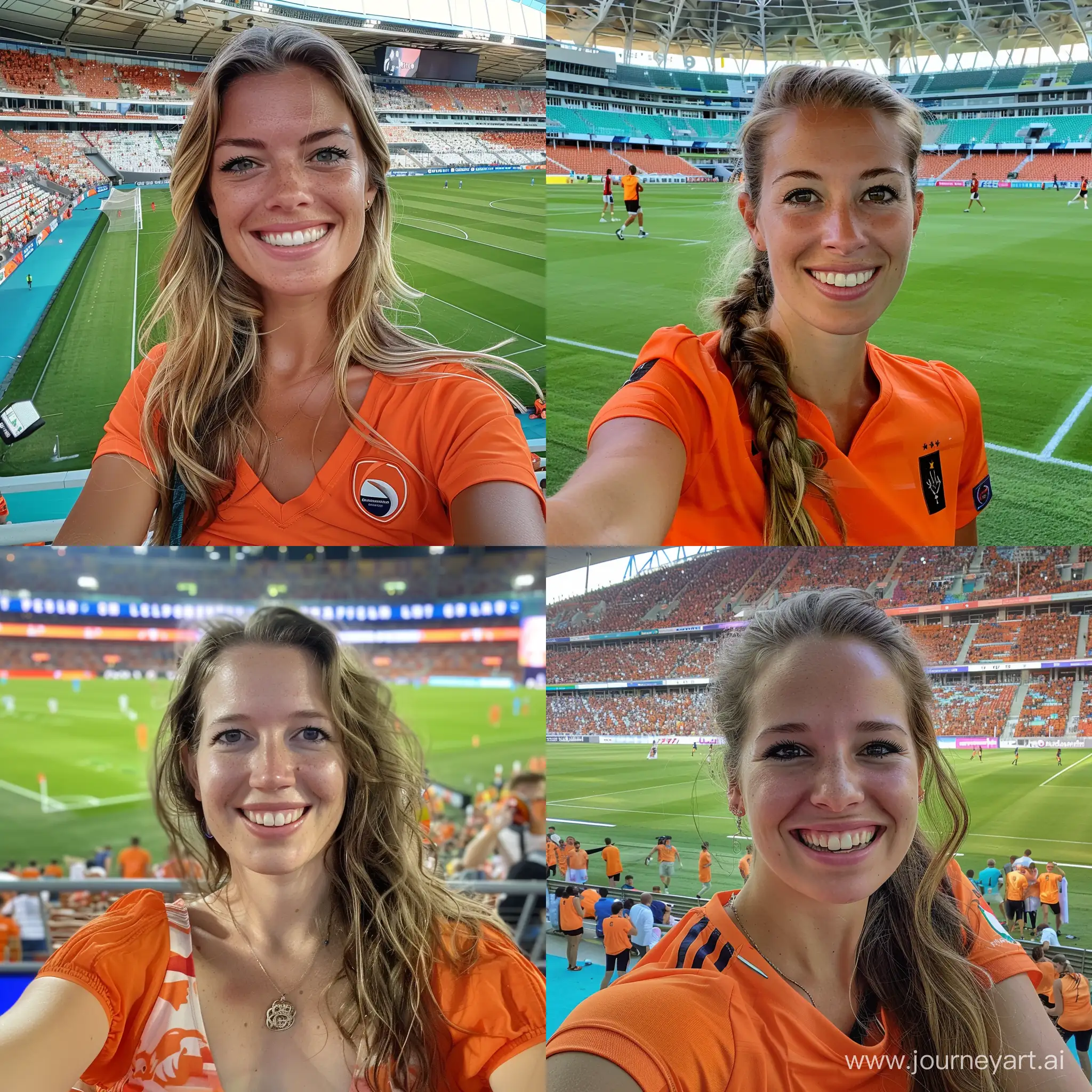 selfie of a dutch woman in her 20s at the qatar fifa world cup