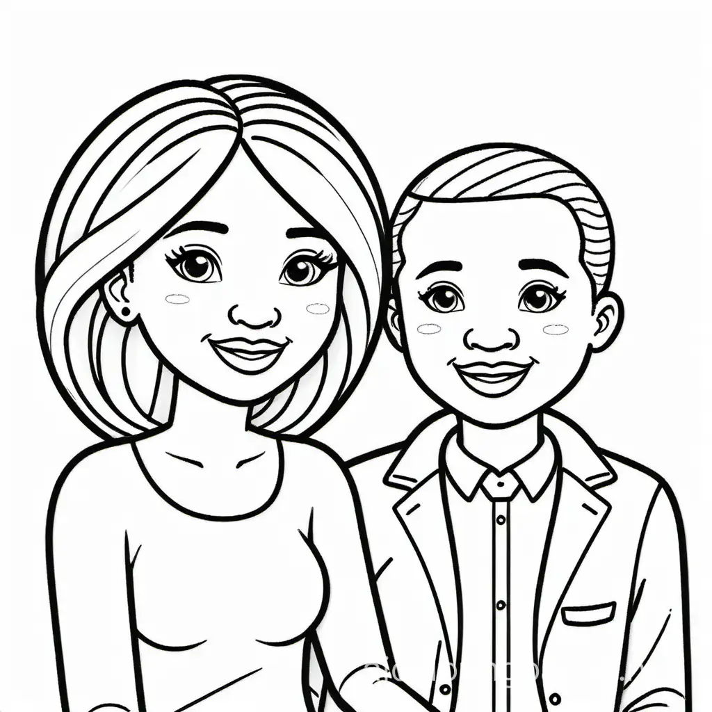 Black-Mom-and-Dad-Coloring-Page-Simple-Line-Art-on-White-Background