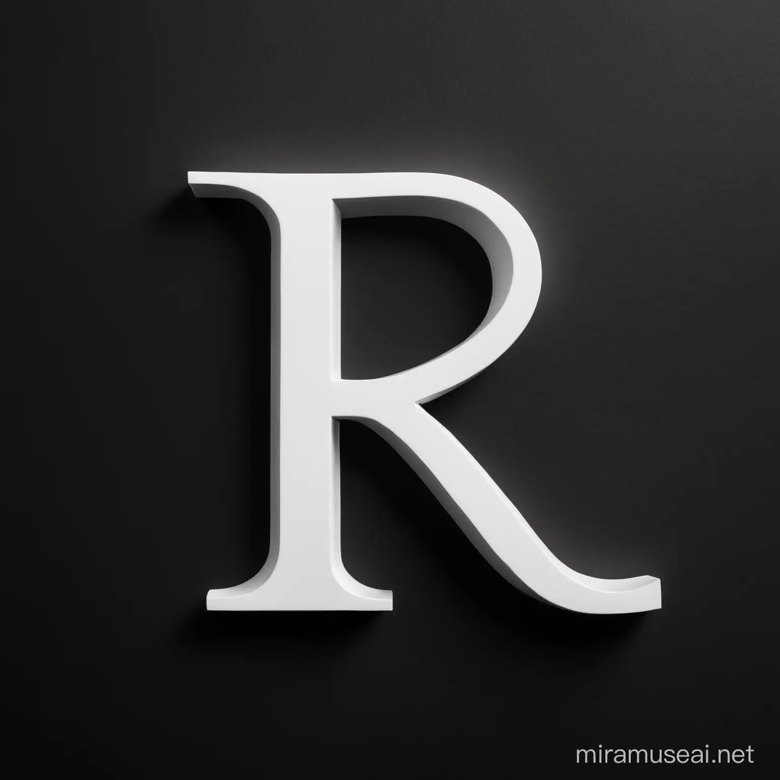 Minimalist Letter R in White on Black Background