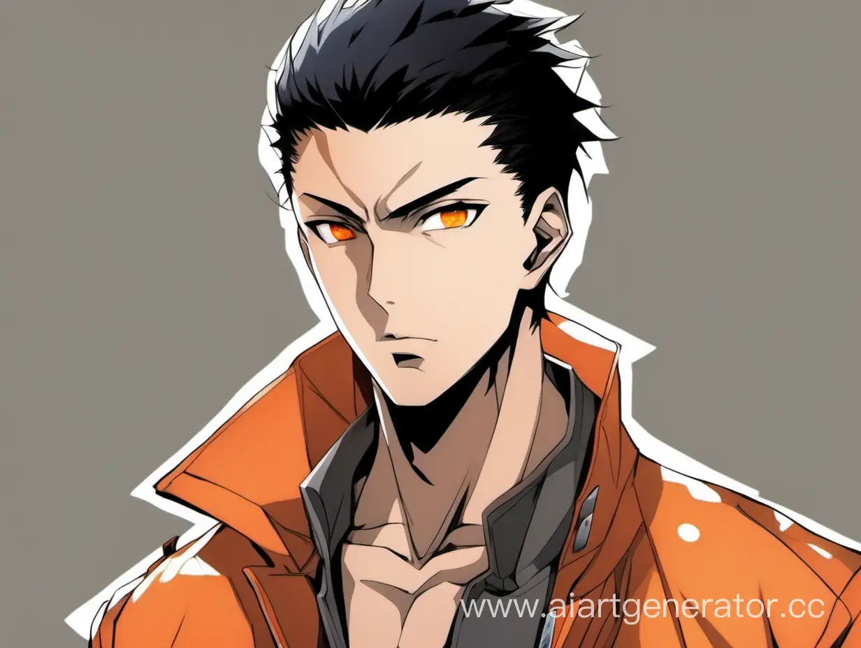 Anime-Character-with-Unique-Haircut-and-Stern-Gaze-in-Orange-Jacket