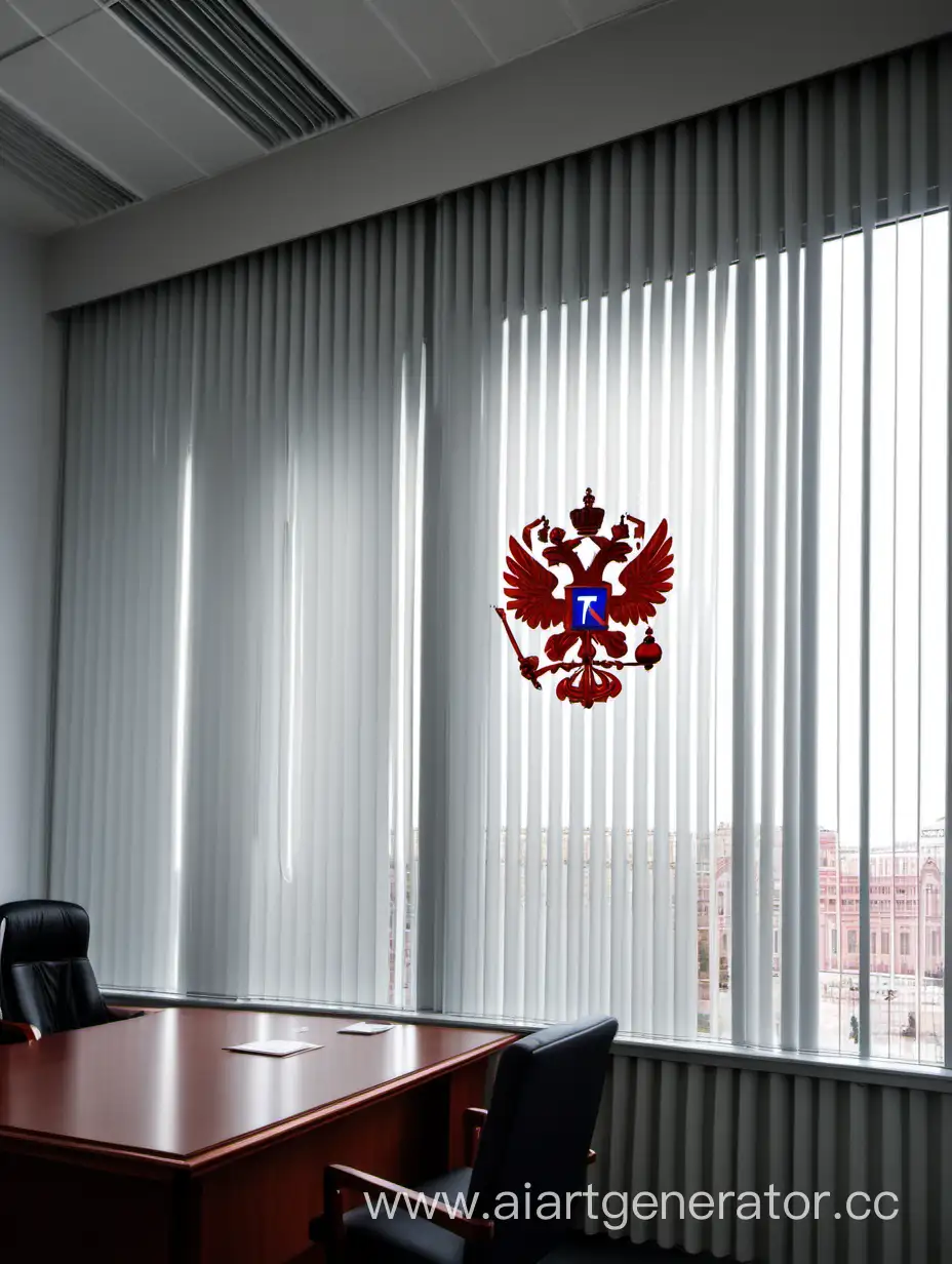 Russian-Treasury-Office-Space-with-Vertical-Blinds-and-Logo