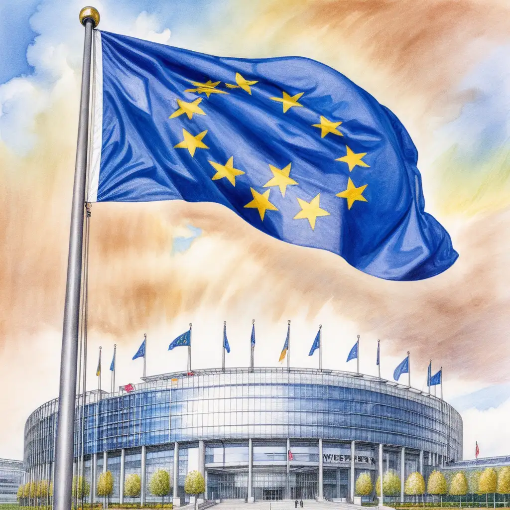 European Parliament Flag in Artistic Rendition by Matt Wuerker