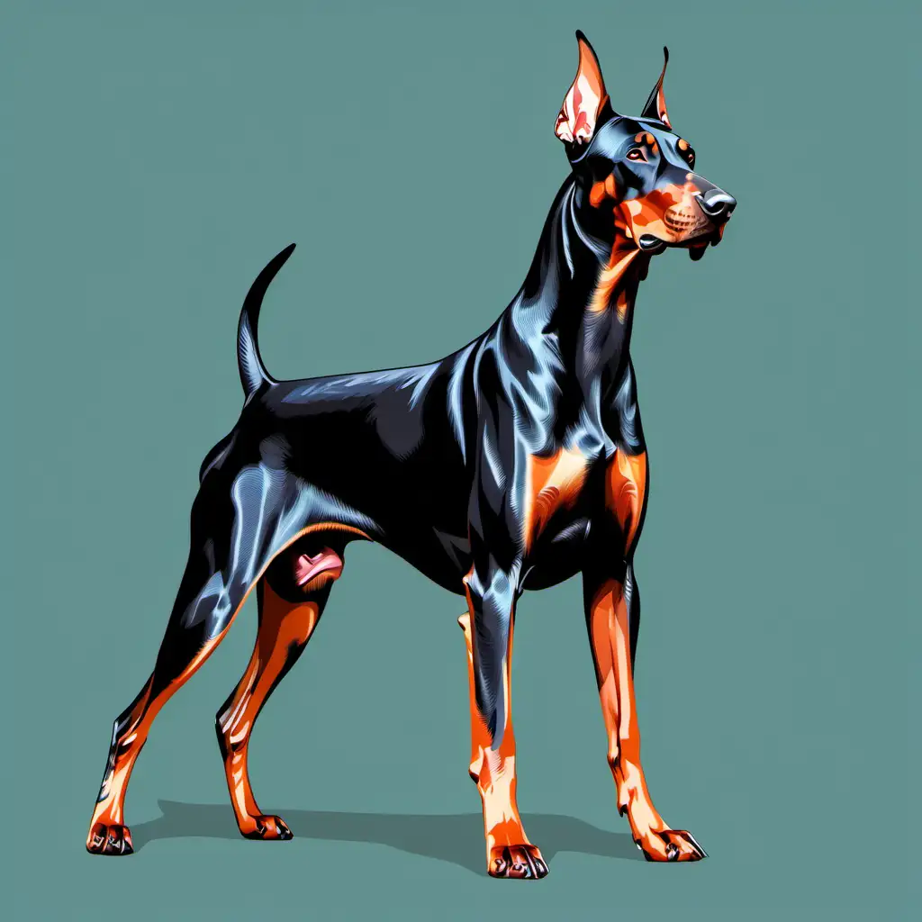 Elegant Doberman Pinscher Full Dog Body Vector Illustration | MUSE AI