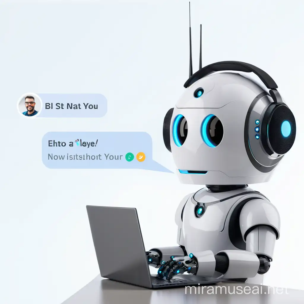 Chatbot sitting infront of computer, like in the picture 