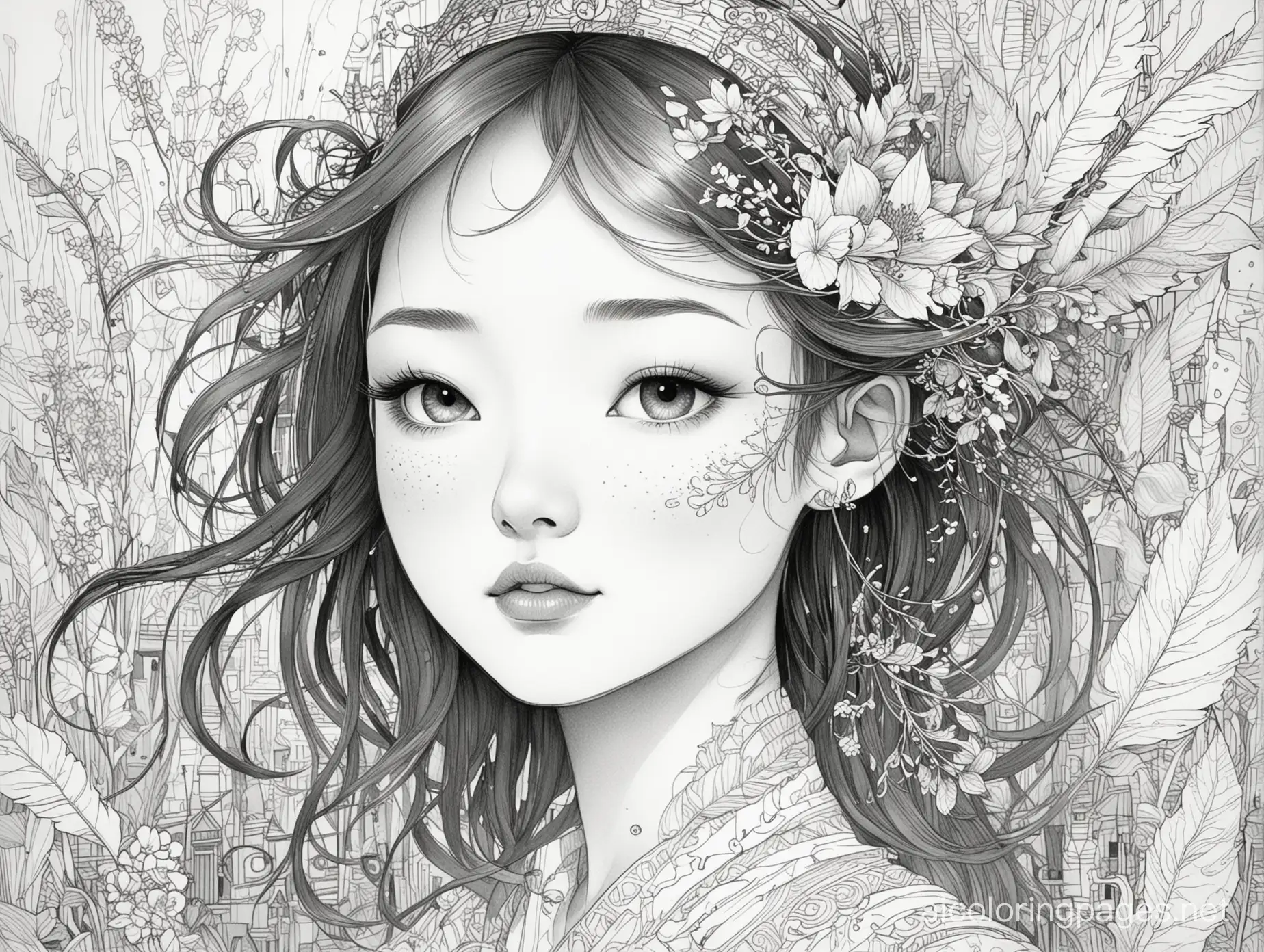 Victo Ngai , Evyind Earle, Mikki Lee, Coloring Page, black and white, line art, white background, Simplicity, Ample White Space. The background of the coloring page is plain white to make it easy for young children to color within the lines. The outlines of all the subjects are easy to distinguish, making it simple for kids to color without too much difficulty