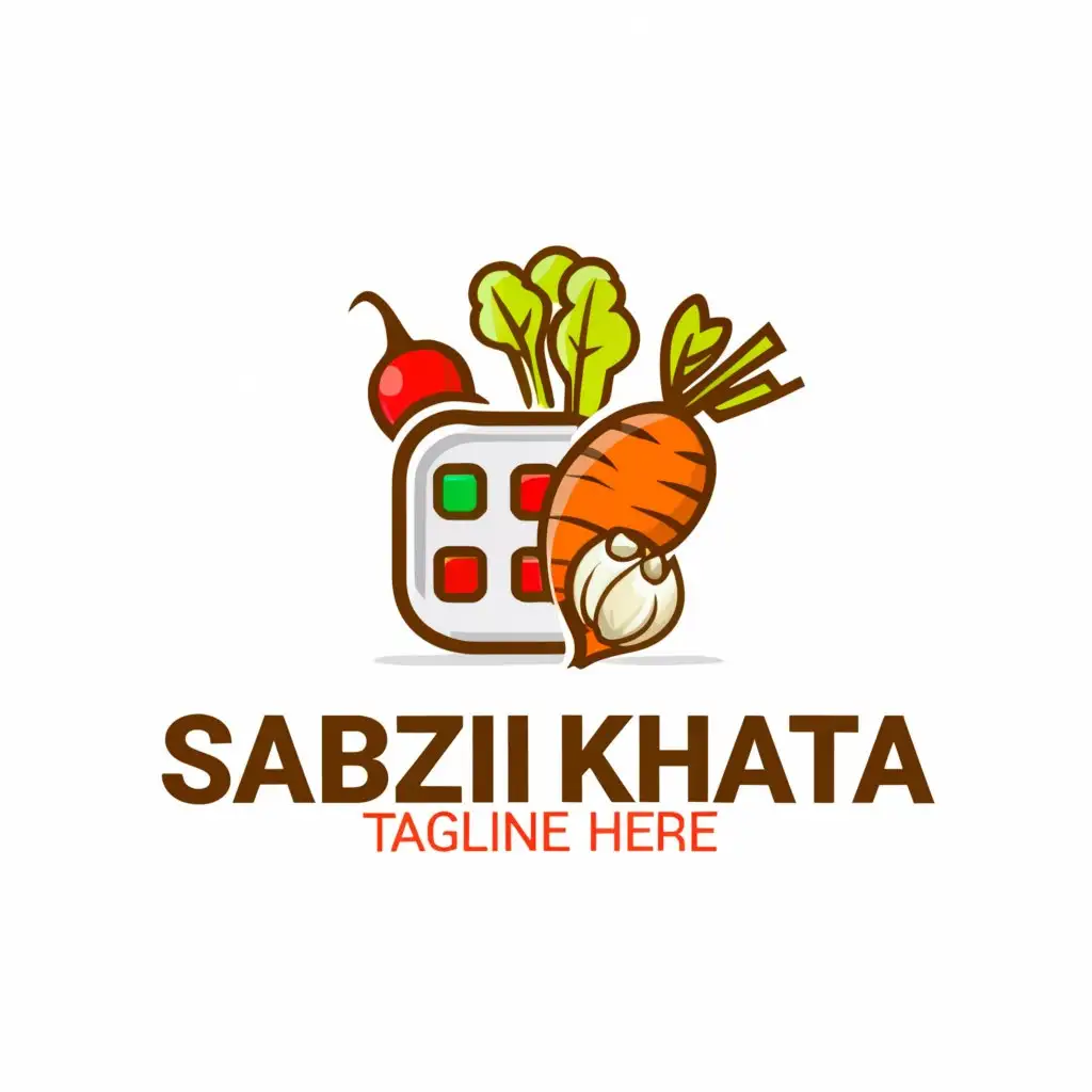 a logo design,with the text "Sabzi Khata", main symbol:vegetables with calculator,Moderate,clear background