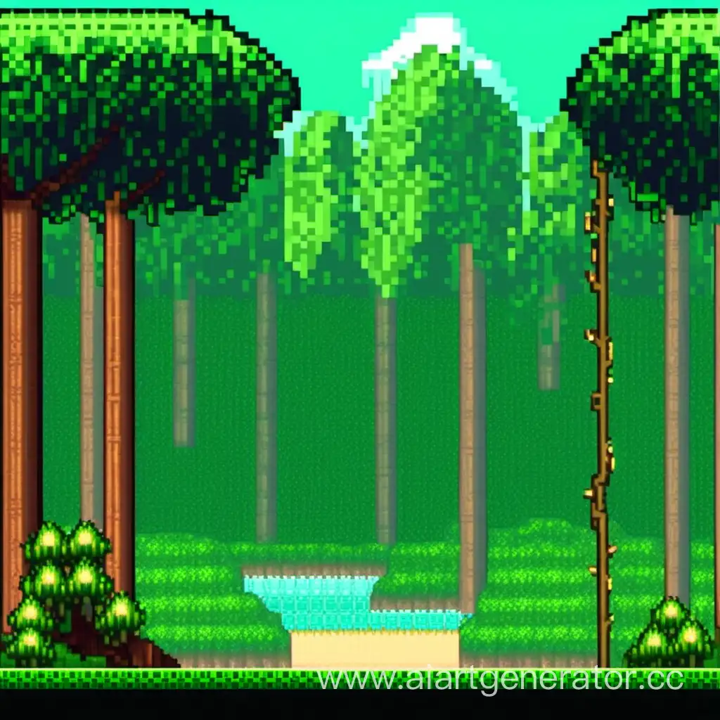 pixel picture of rainforests for playing from the side