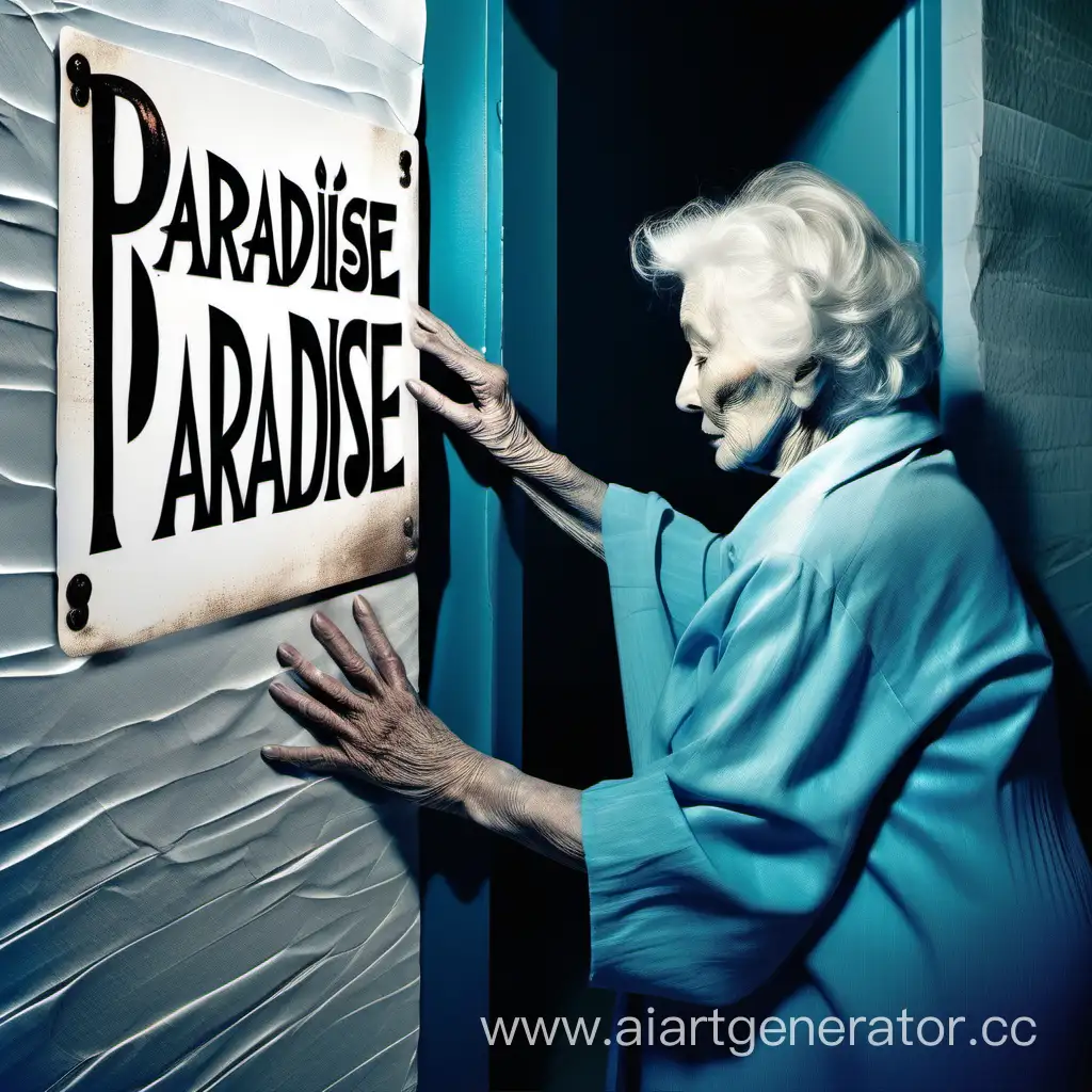 Elderly-Woman-Contemplating-Paradise-at-Dawn-Surrealism-in-White-and-Blue-Tones
