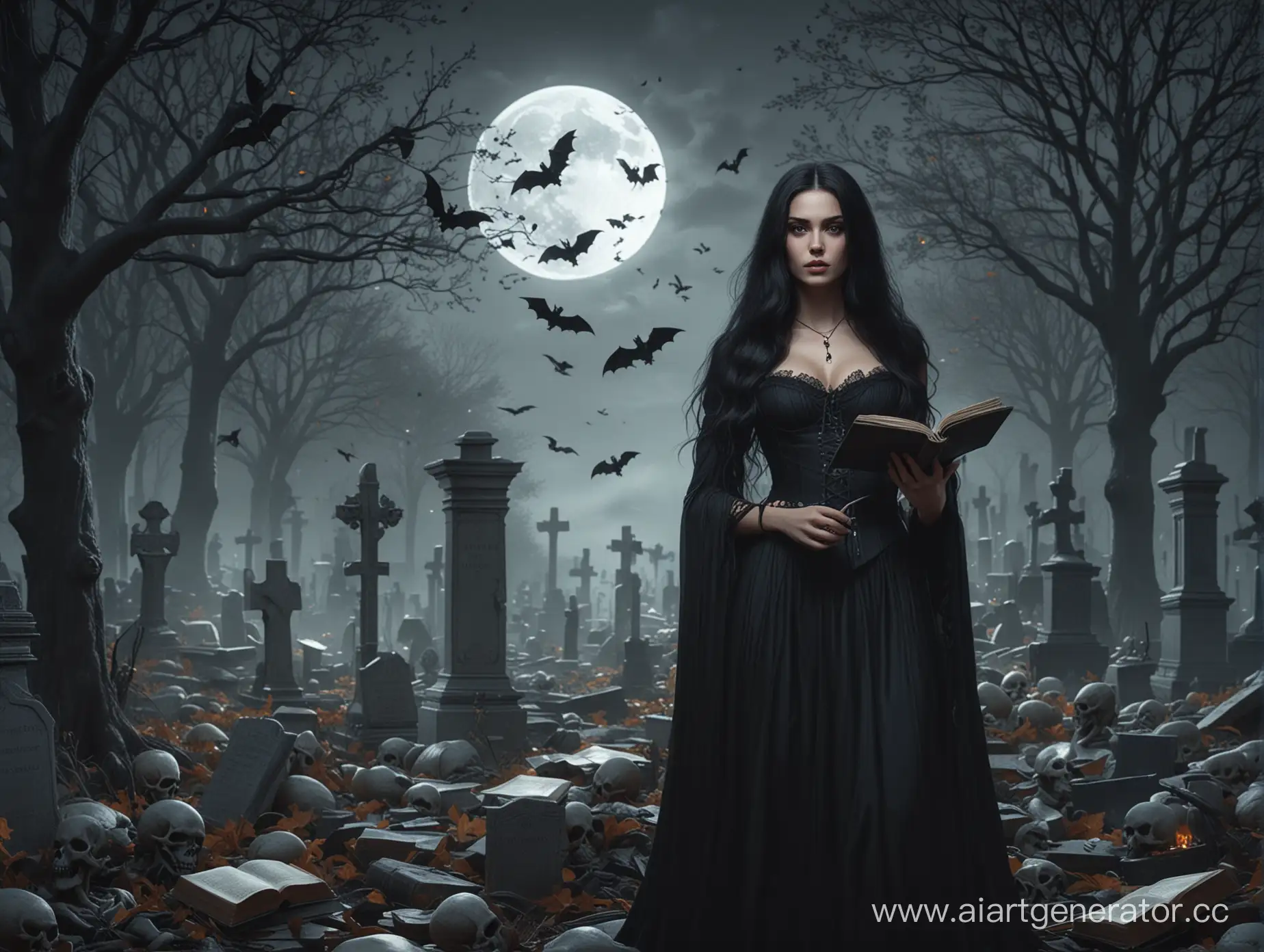 Dark-Witch-with-Skeletons-in-Cemetery-Bewitching-Horror-Art