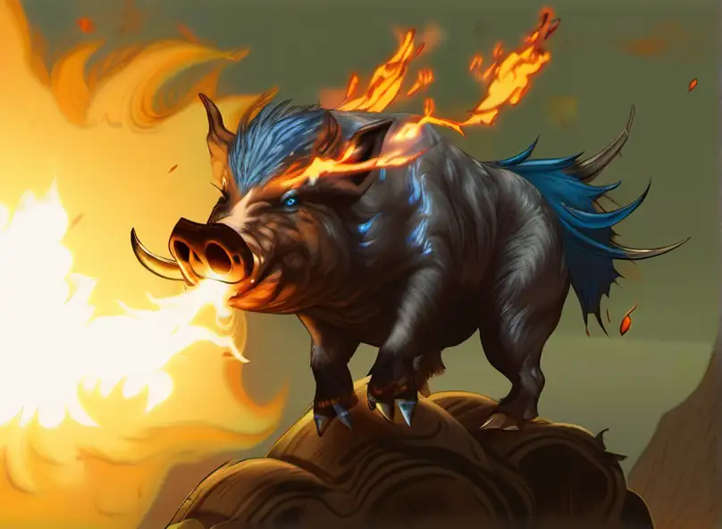 blue fire breath boar fantasy --style 1
