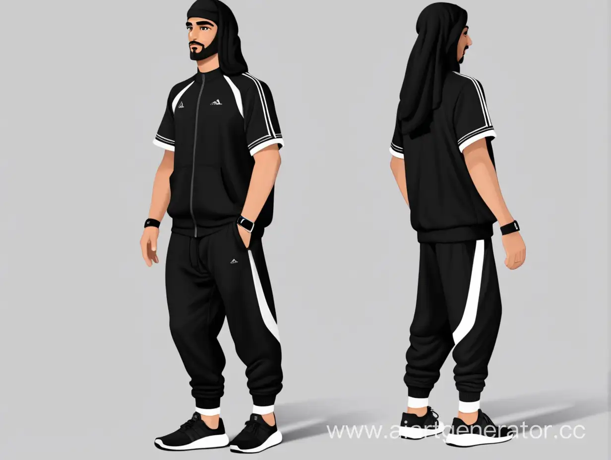 Arab-Athlete-in-Stylish-Black-Sportswear