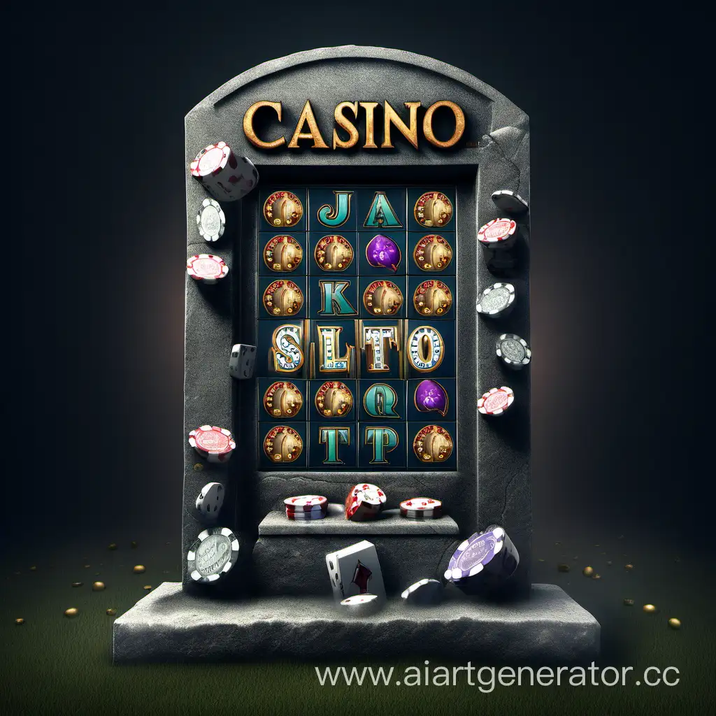 A tombstone with casino slots