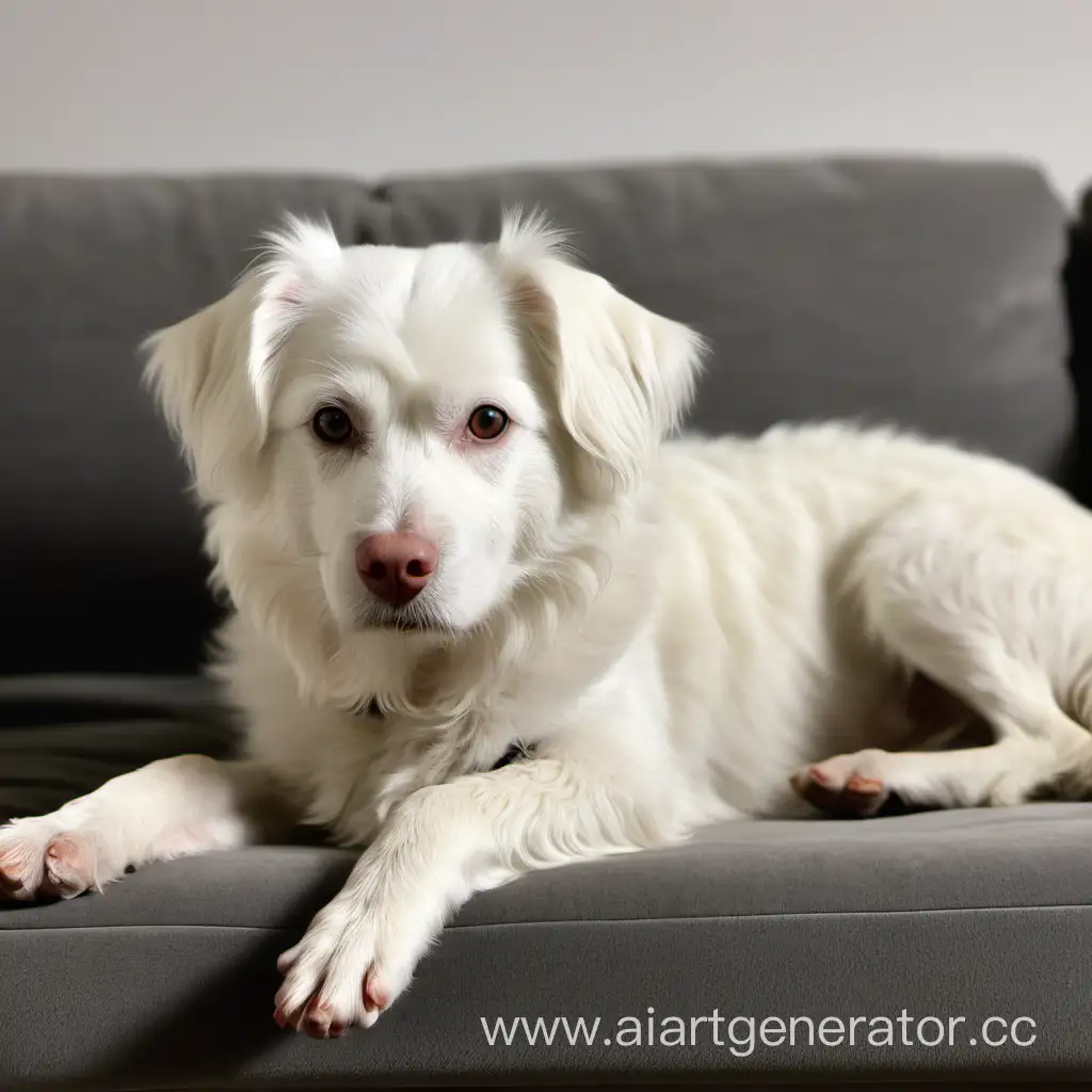 Relaxed-White-Dog-Lounging-on-Living-Room-Sofa