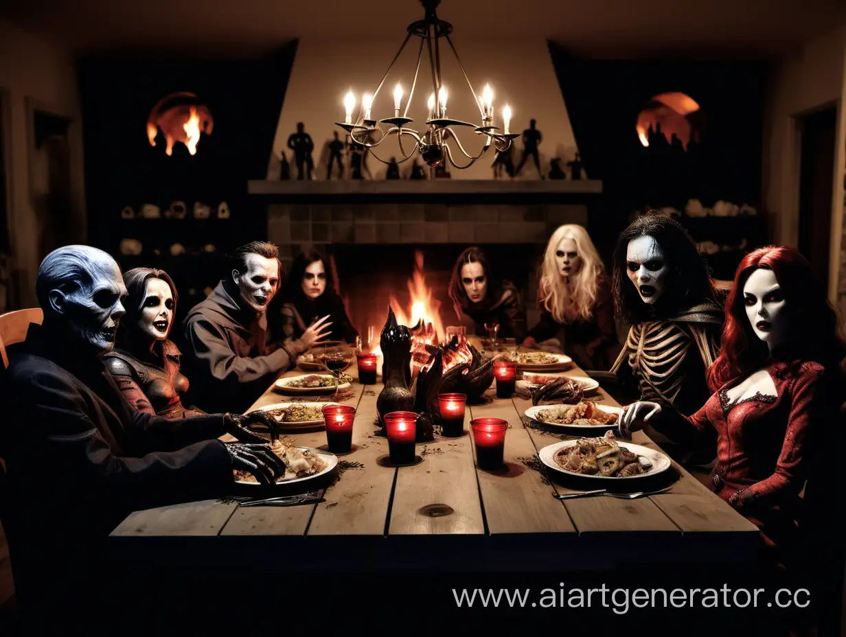 Heroes-from-Horror-Movies-Gathered-Around-Fireplace