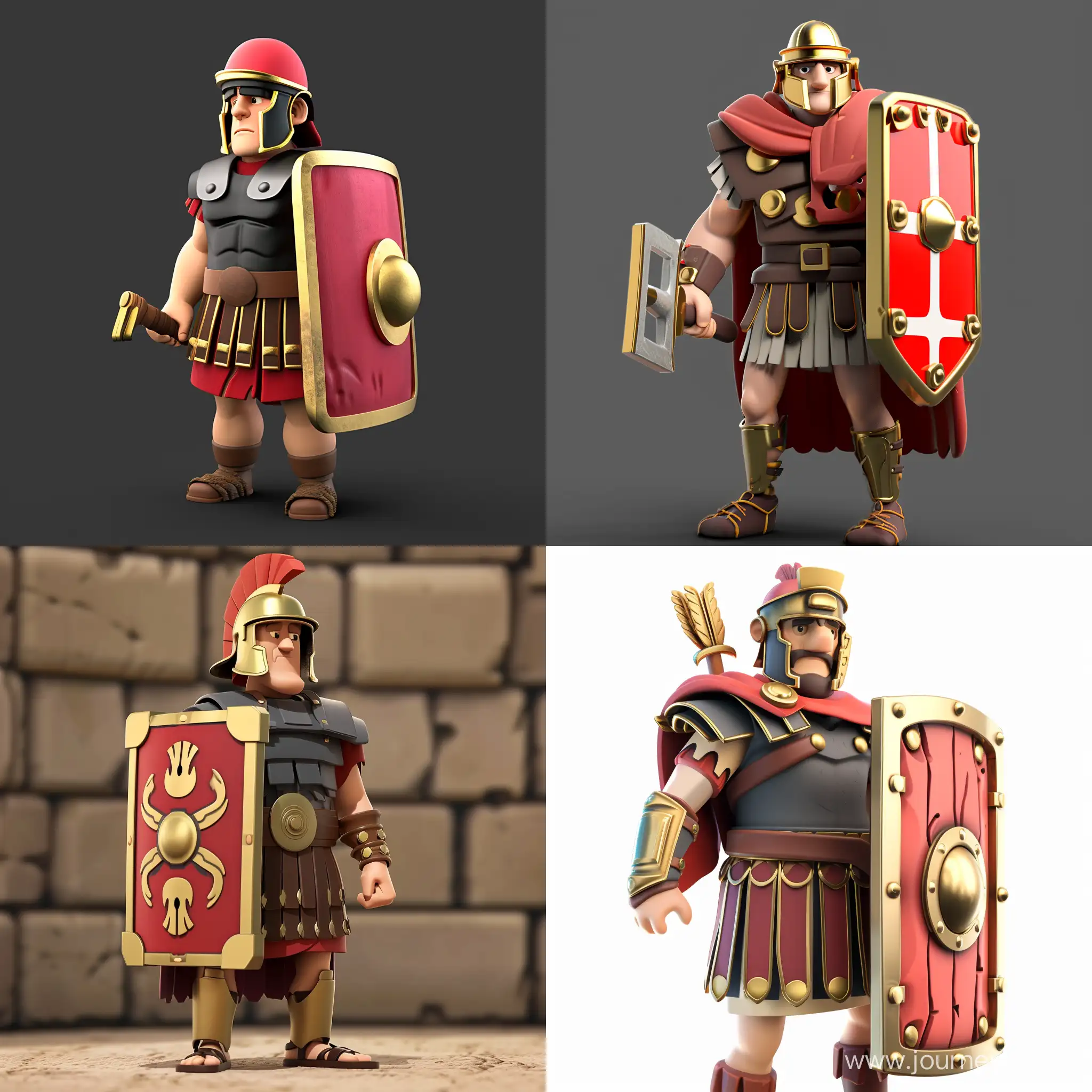 roman legionary, clash royale style, rectangular shield