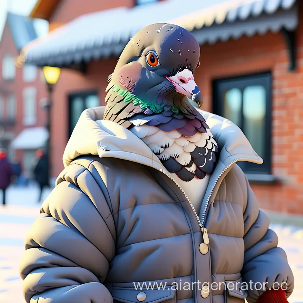 Stylish-WinterClad-Pigeon-Braving-the-Cold-Breeze