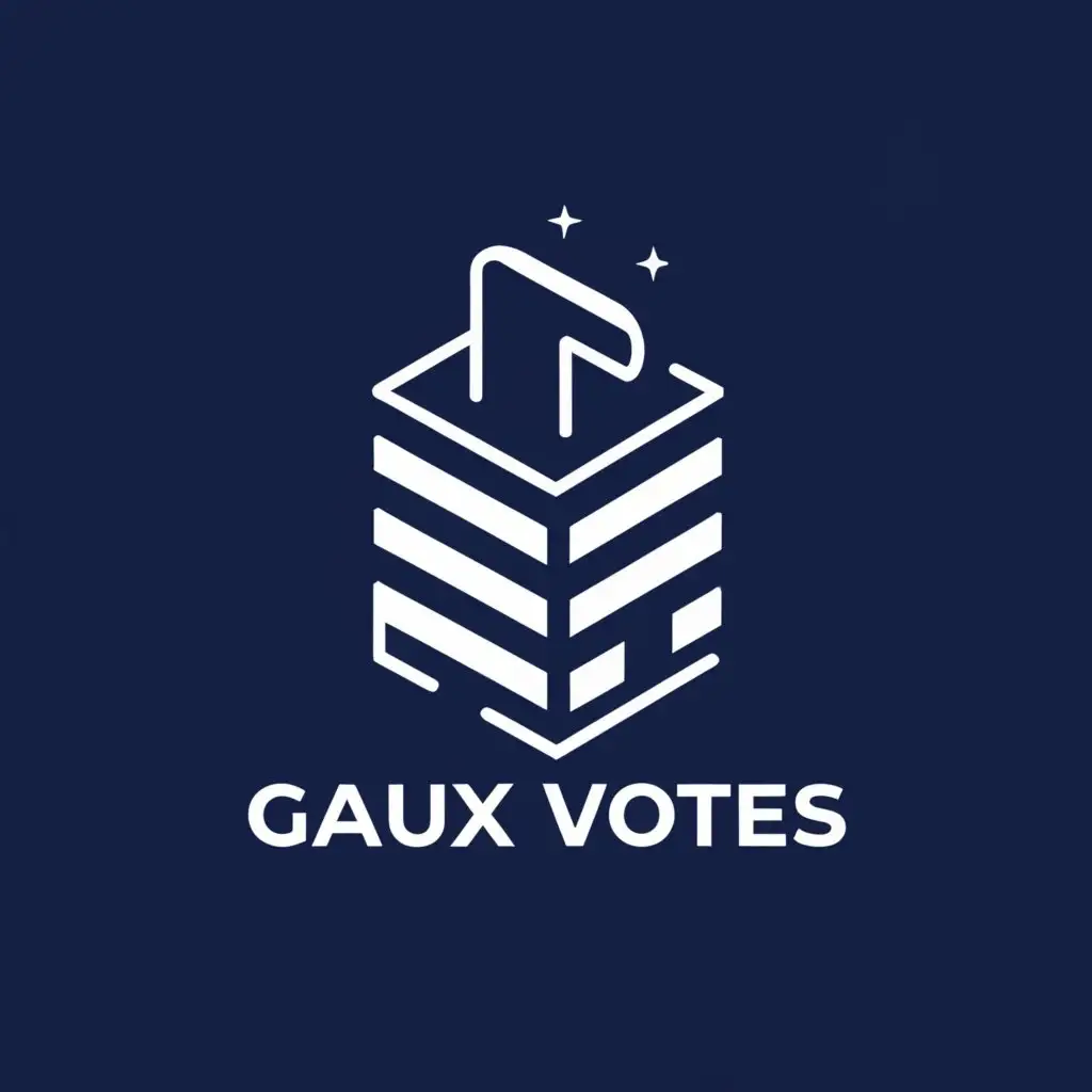a logo design,with the text "Gaux Votes", main symbol:ballot box with a blue background,complex,be used in Events industry,clear background