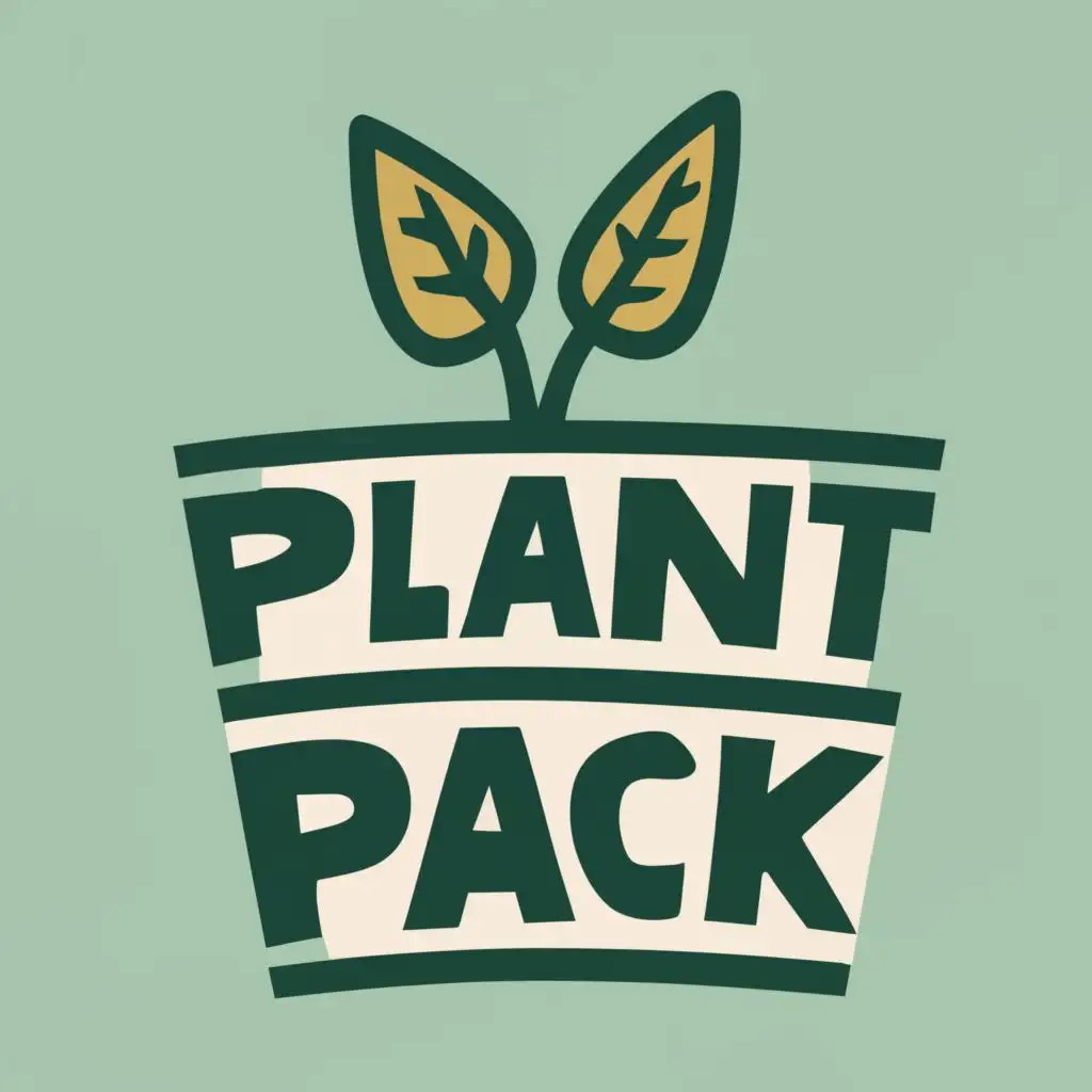 logo, plant, box, with the text "PlantPack.co", typography
