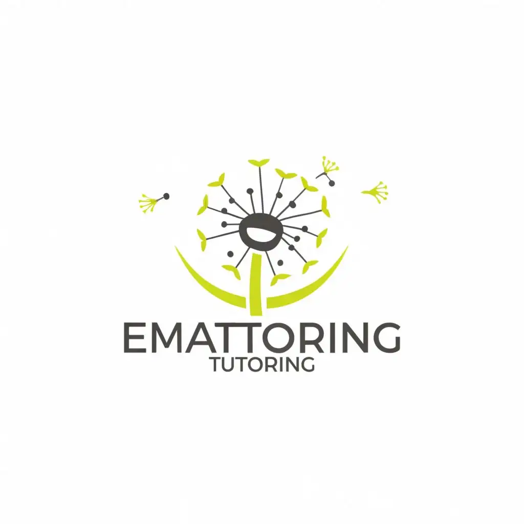 a logo design,with the text "emm@tutoring", main symbol:Dandelion,Moderate,clear background