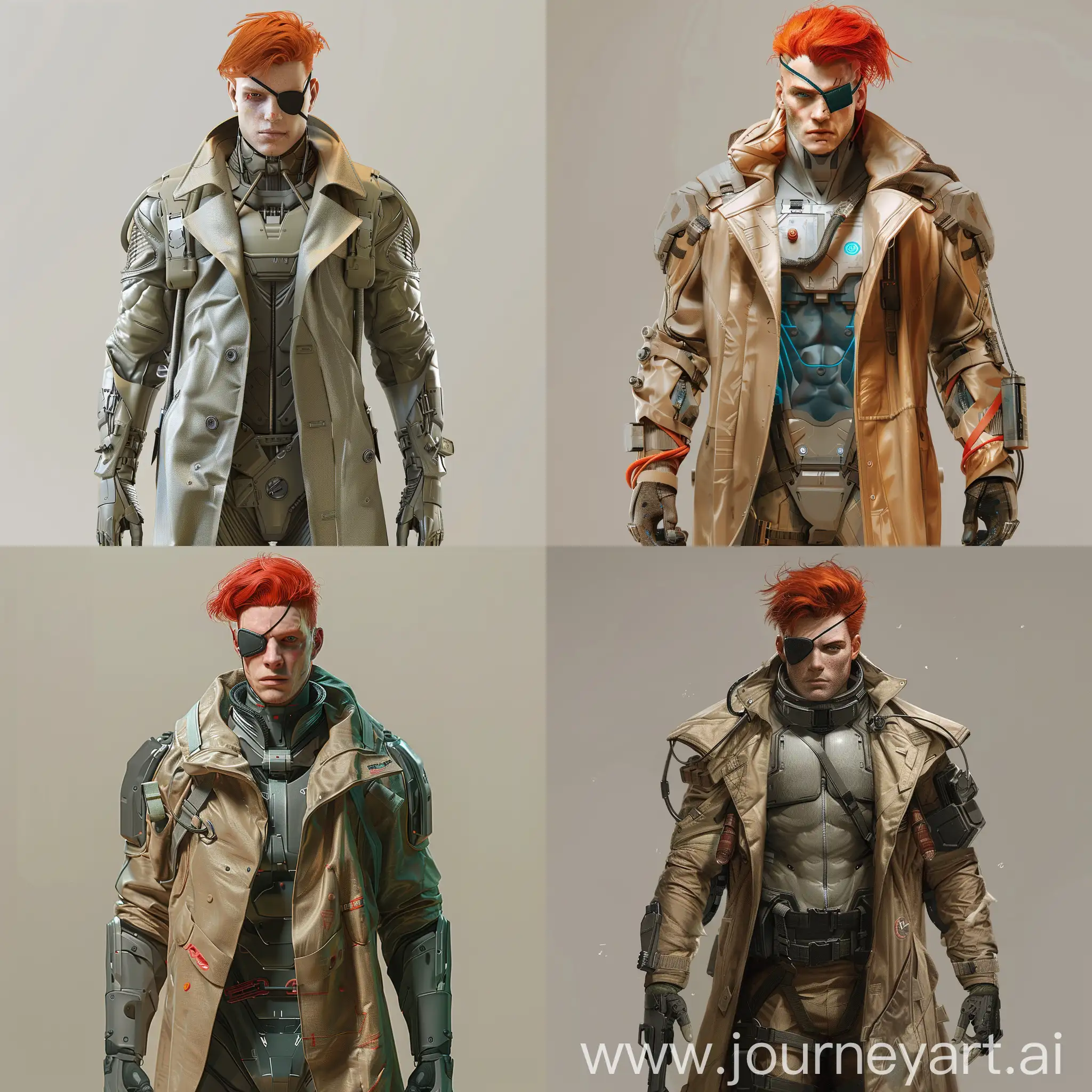 Cyberpunk-RedHaired-Warrior-in-Protective-Suit-and-Trench-Coat