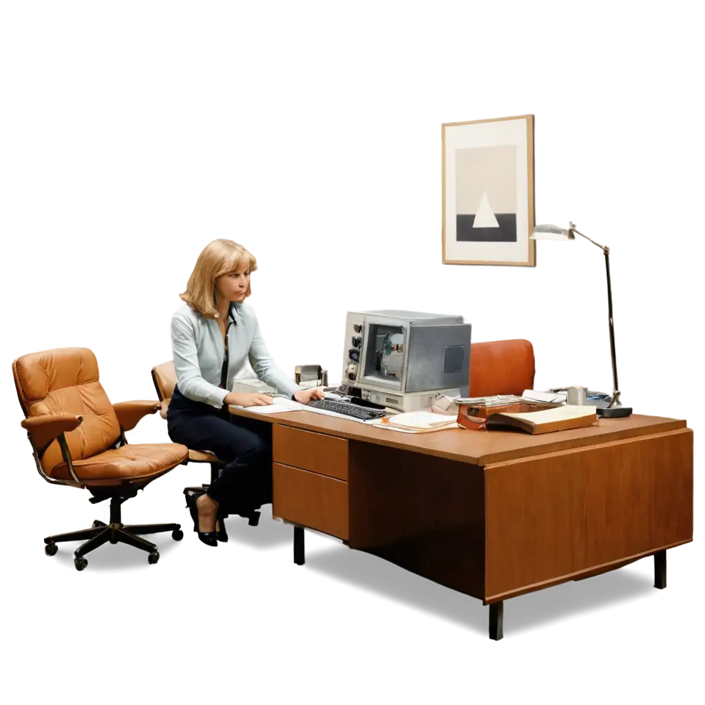 Vintage-Workspace-in-the-1970s-Authentic-PNG-Image-Illustrating-Retro-Office-Environment