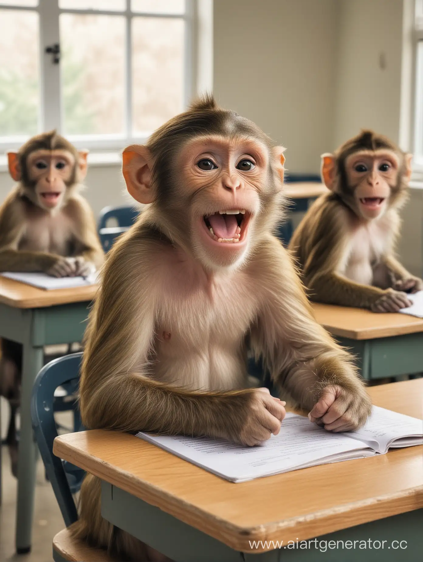 Mischievous-Monkeys-Enjoying-Classroom-Banter