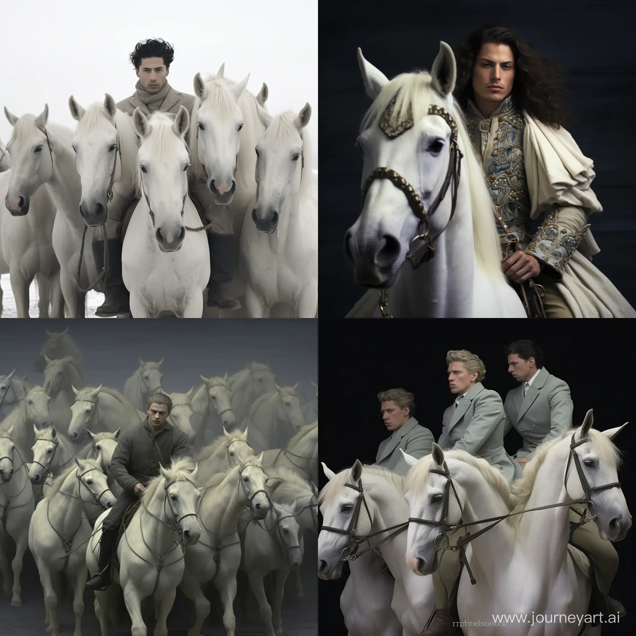 cavalos montados nos homens 