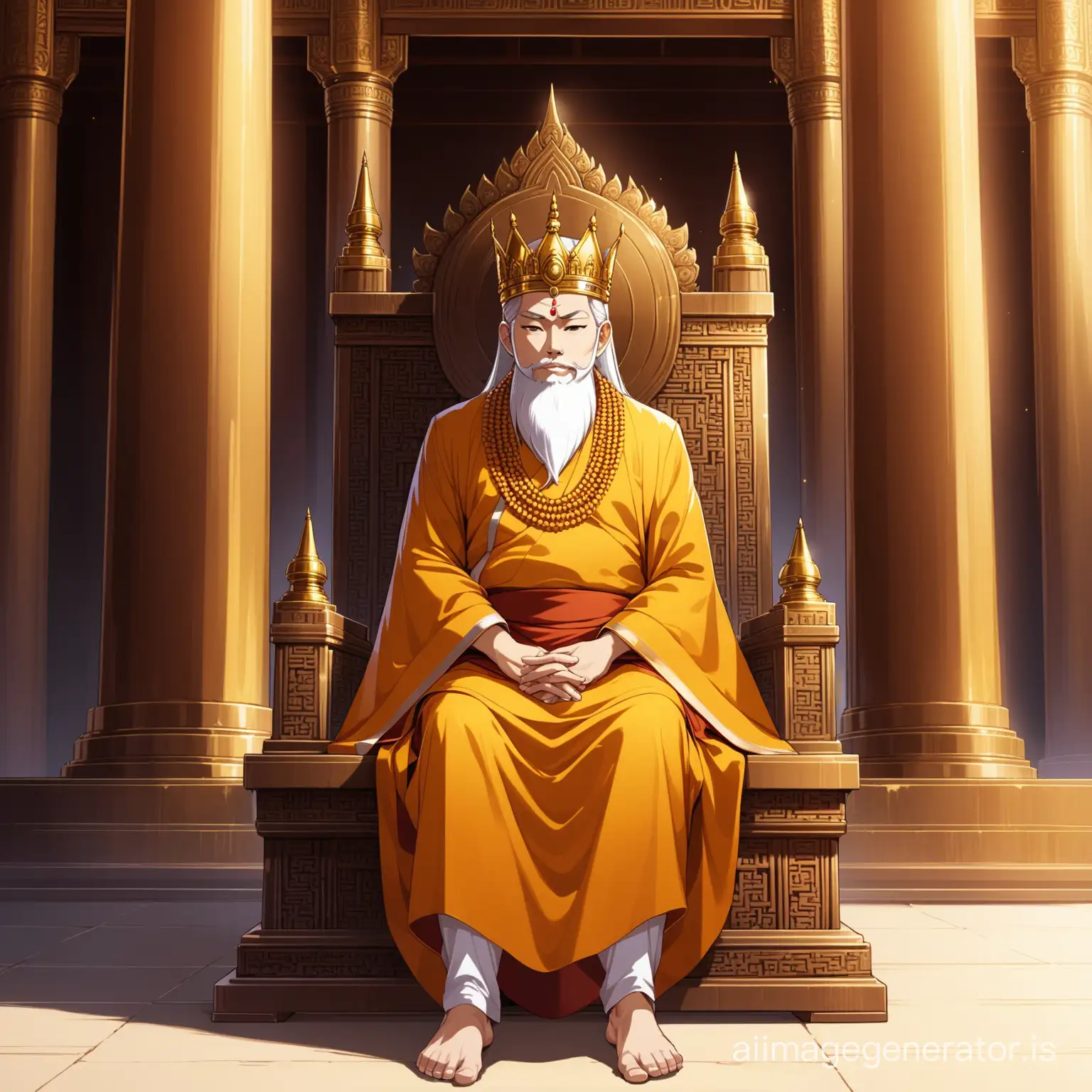 a king sit in a temple