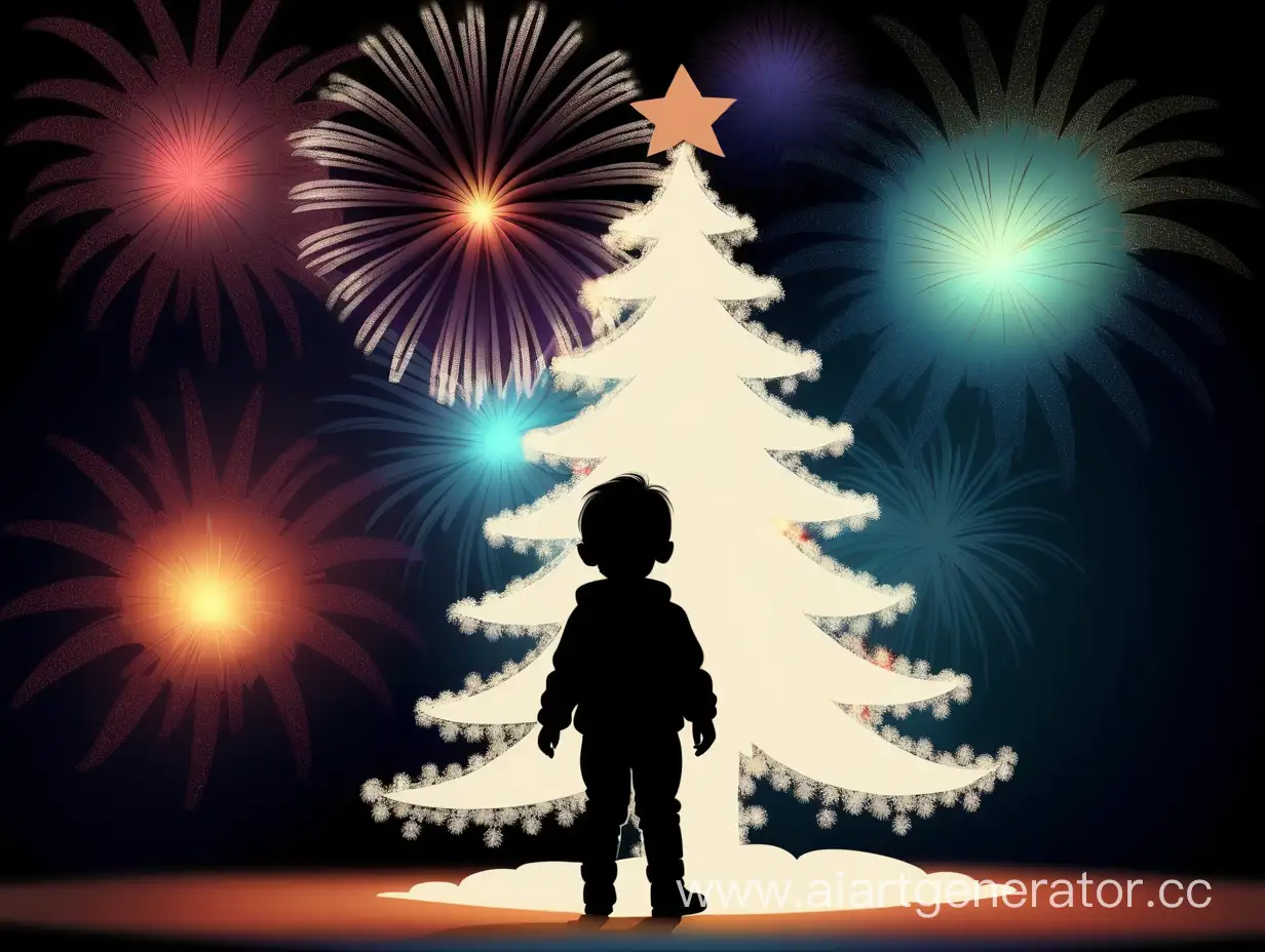 Festive-Fireworks-Illuminate-Child-Silhouette-by-Christmas-Tree