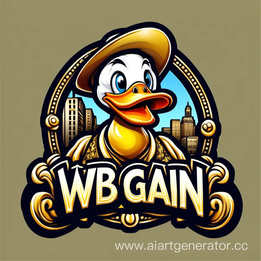 wbgain text logo mascot duck barocco