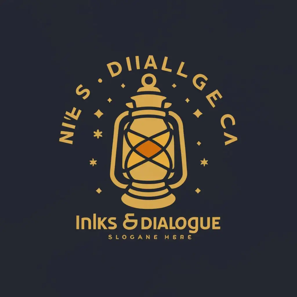 a logo design,with the text "Inks and Dialogue", main symbol:Picture a magical lantern with glowing pages emerging from it, illuminating the darkness. This symbolizes the enlightenment and adventure found within books, guiding readers through captivating stories.,Moderate,be used in Education industry,clear background