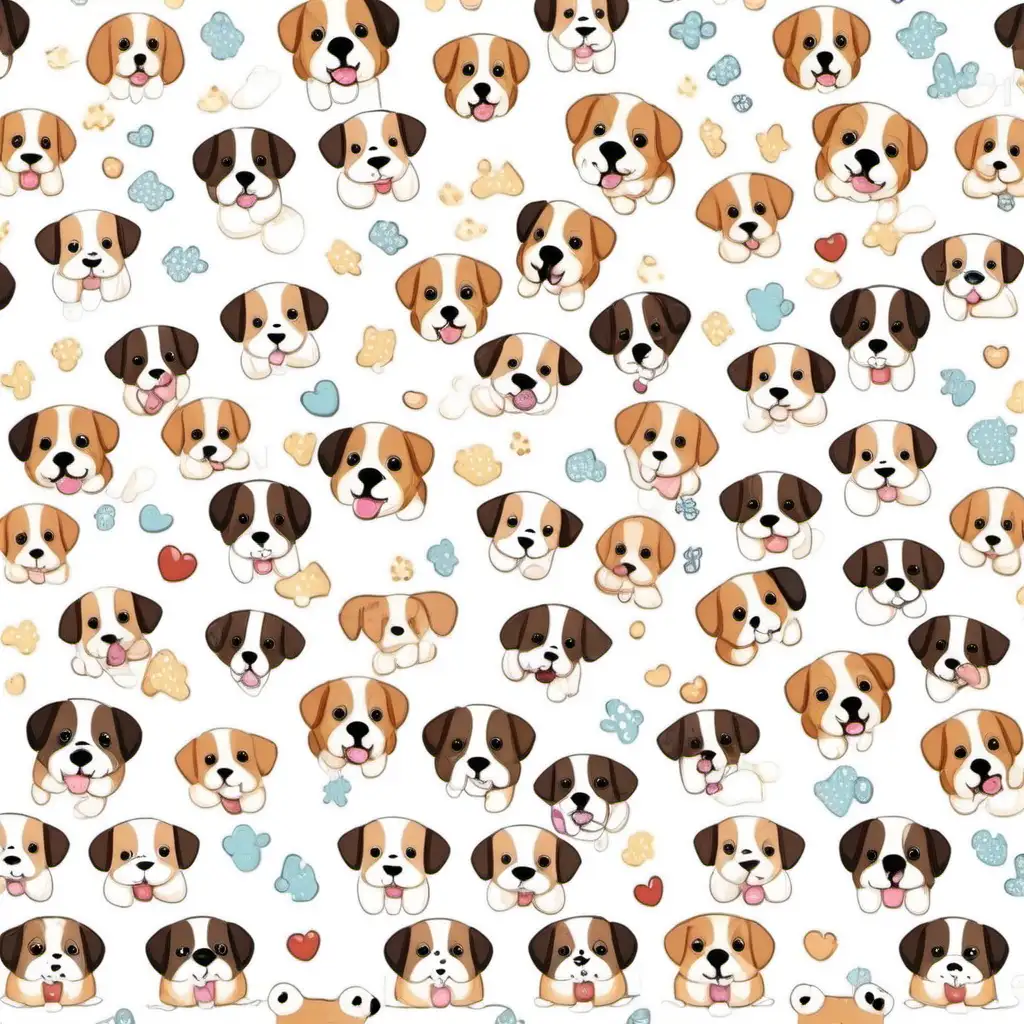 Adorable Puppy Pattern Playful Puppies on a Clean White Background