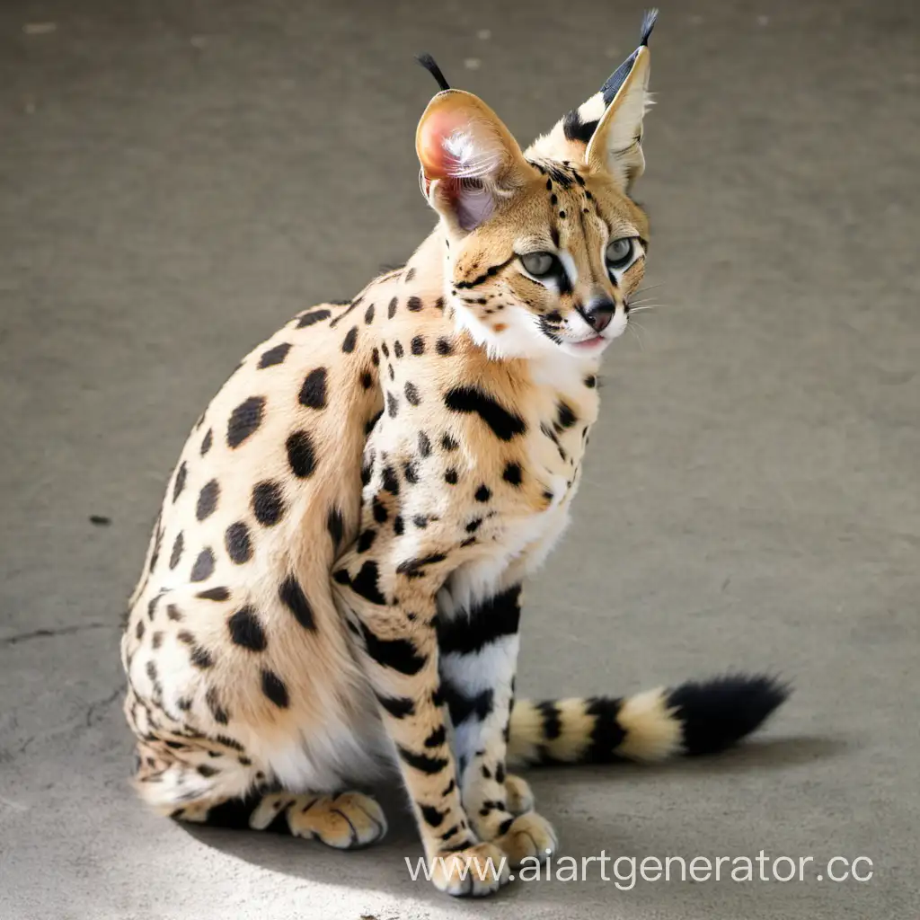 Domestic-Cat-and-Serval-Playful-Feline-Companions-in-a-Captivating-Encounter