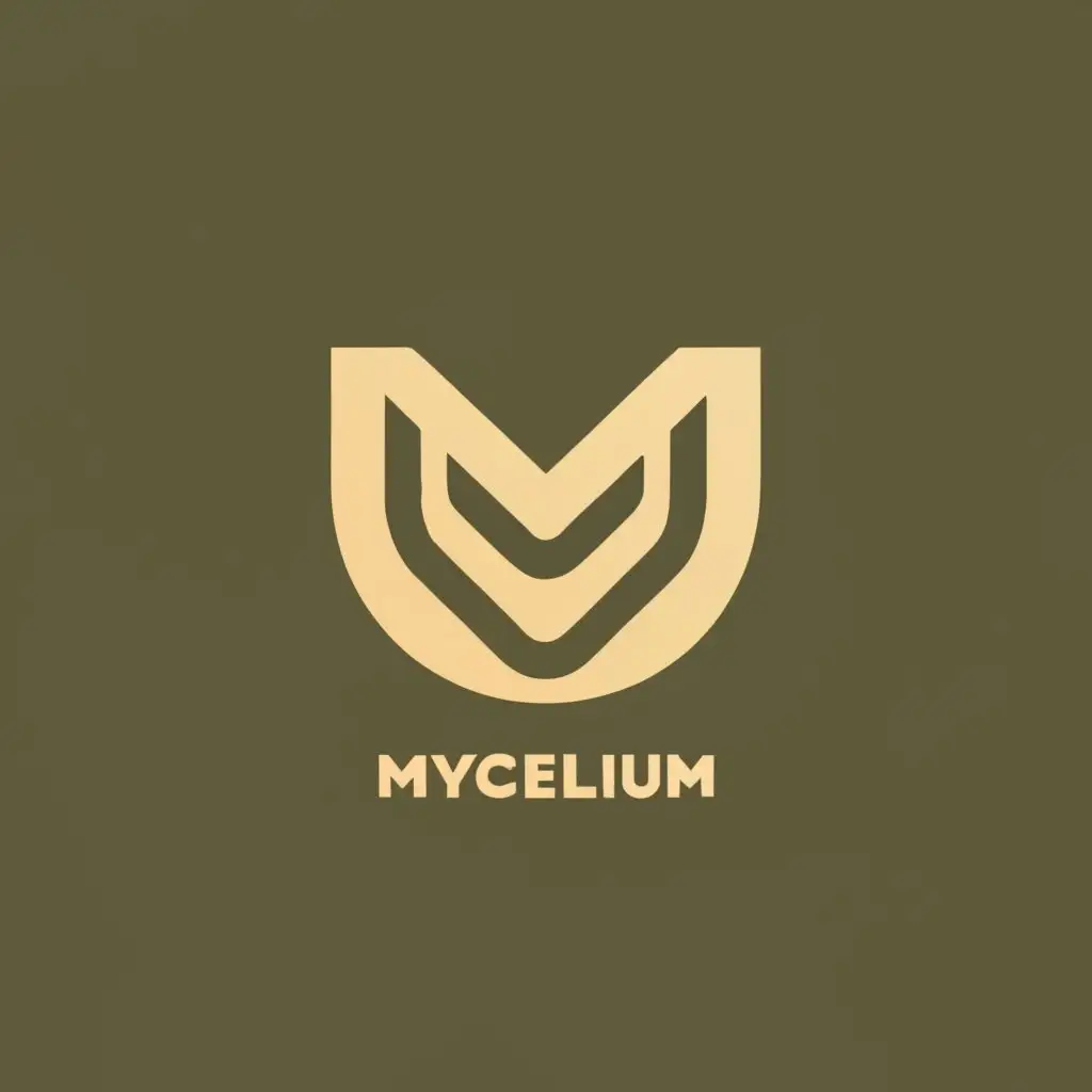 logo, a letter M that represents integrative furniture. and that it has a fractal root filling, made by very fine lines., with the text " Mycelium", typography, be used in Construction industry