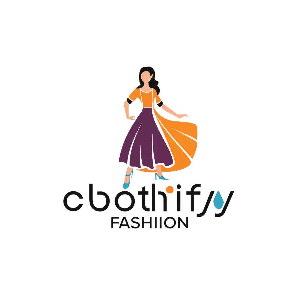 a logo design,with the text "Clothify fashion", main symbol:Women kurtis and dress,Moderate,clear background