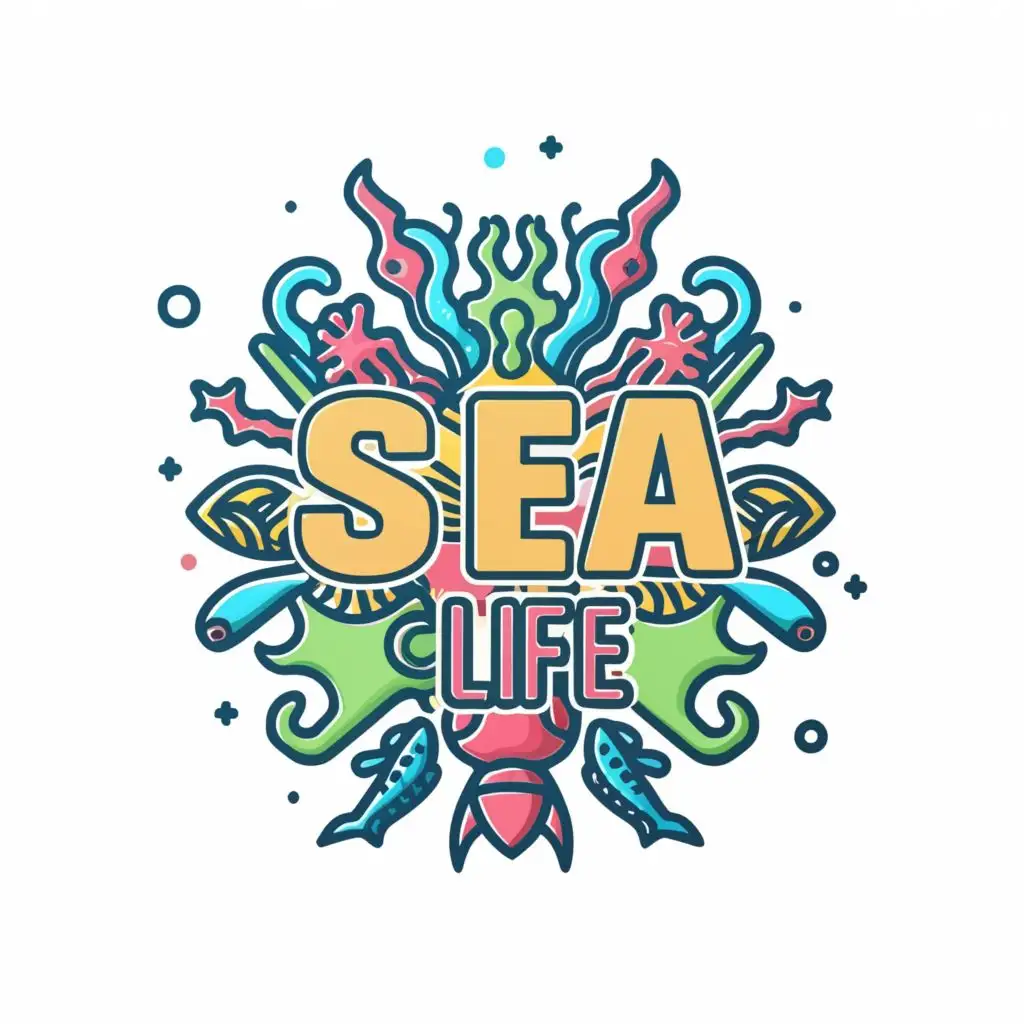 LOGO-Design-For-Sea-Life-Highly-Detailed-Vector-Contour-with-Bright-Neon-Colors-and-Typography