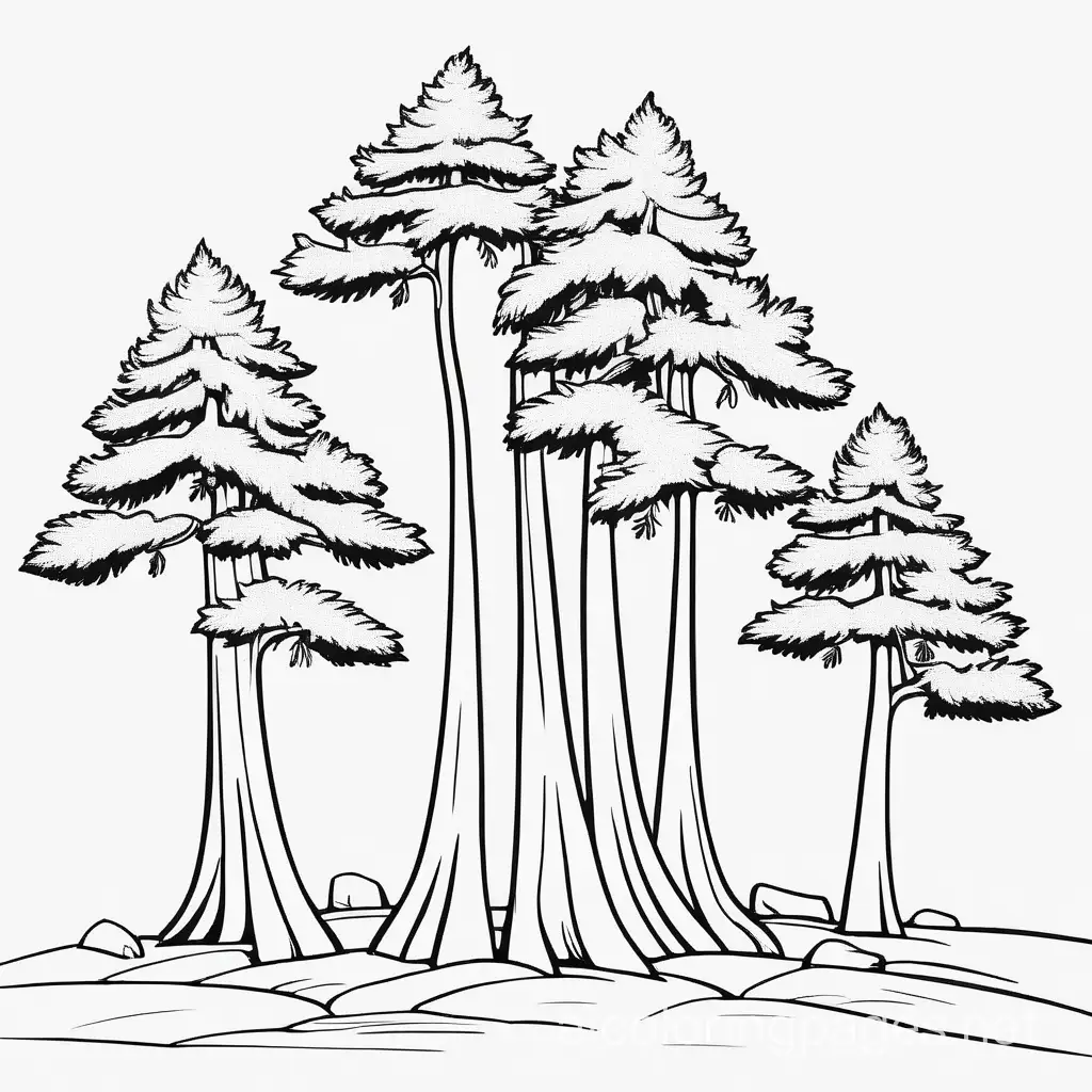 Cypress-Trees-Coloring-Page-Simple-Line-Art-on-White-Background