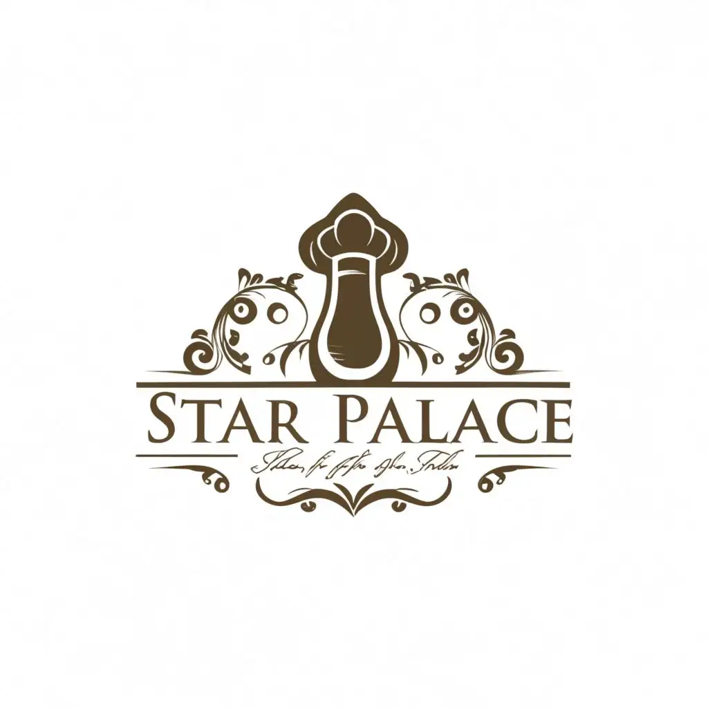 a logo design,with the text "Star Of The Palace", main symbol:wine , chef , white background,Moderate,be used in Restaurant industry,clear background