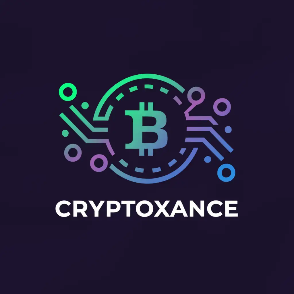 a logo design,with the text "CryptoXance", main symbol:Money, running numbers on a lottery, bitcoin logo,Moderate,be used in Technology industry,clear background