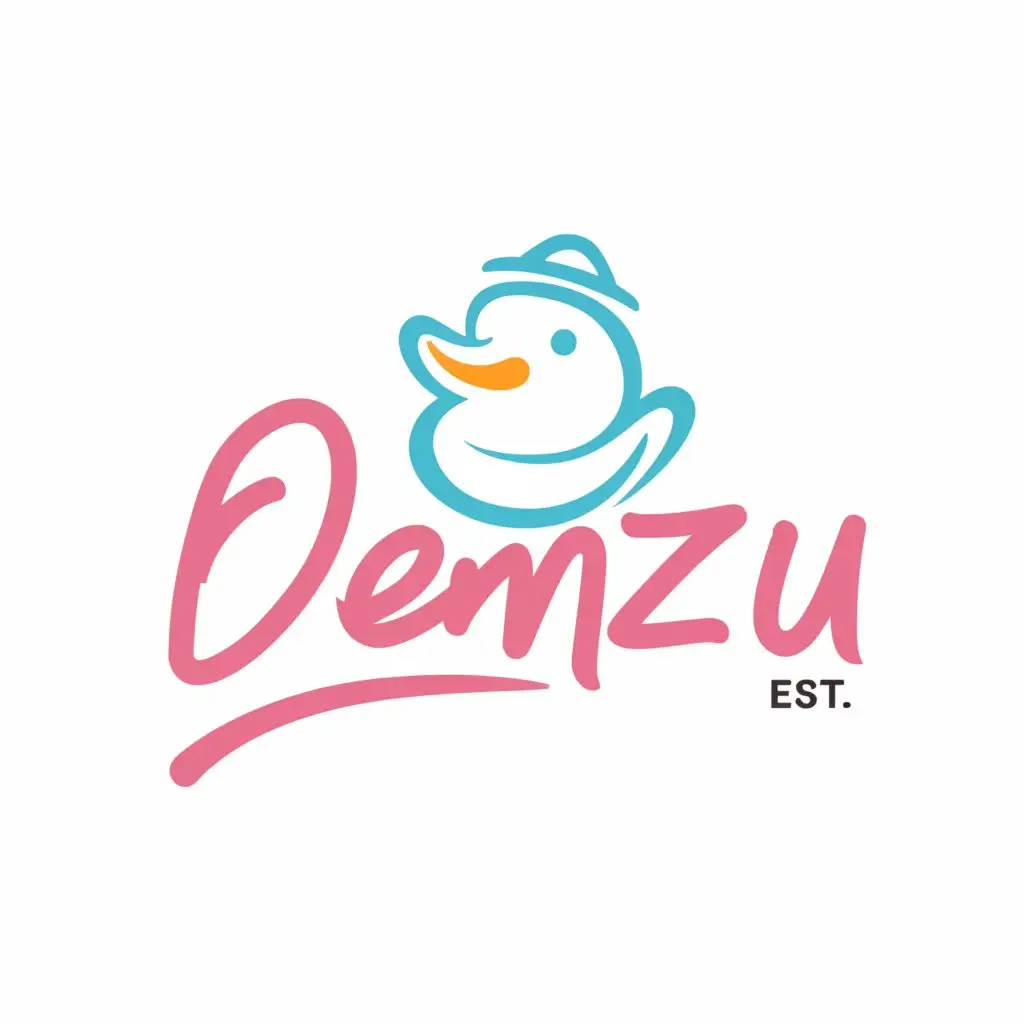 a logo design,with the text "Denzu", main symbol:A friendly duckling, colourful pastel colours,Moderate,clear background