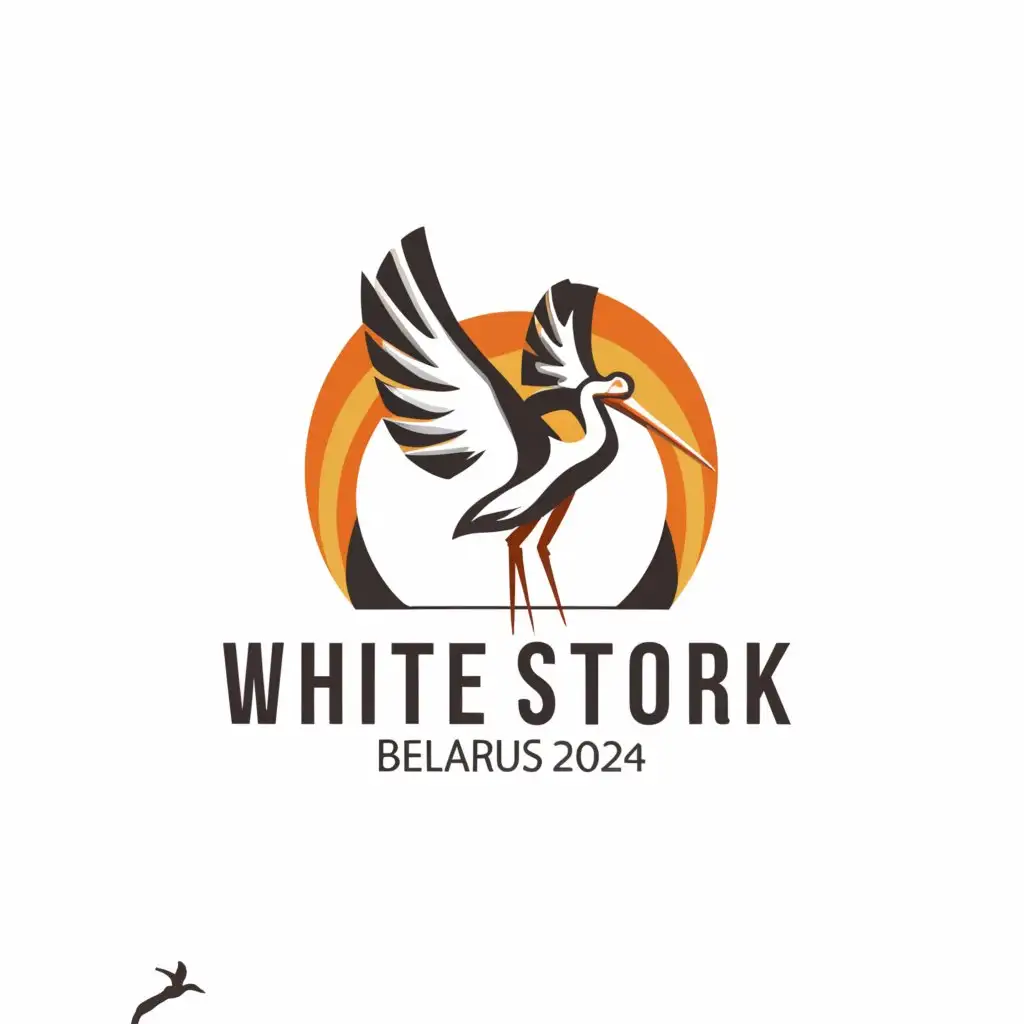 a logo design,with the text "White Stork census Belarus 2024", main symbol:White Stork,Moderate,be used in Animals Pets industry,clear background