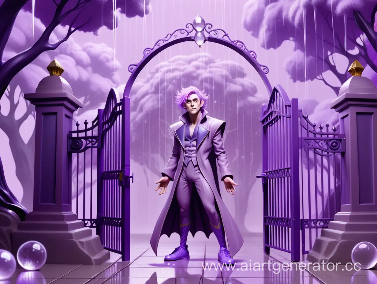 Enchanting-Rainfall-Whimsical-Purple-Scene-with-CrystalAdorned-Figure