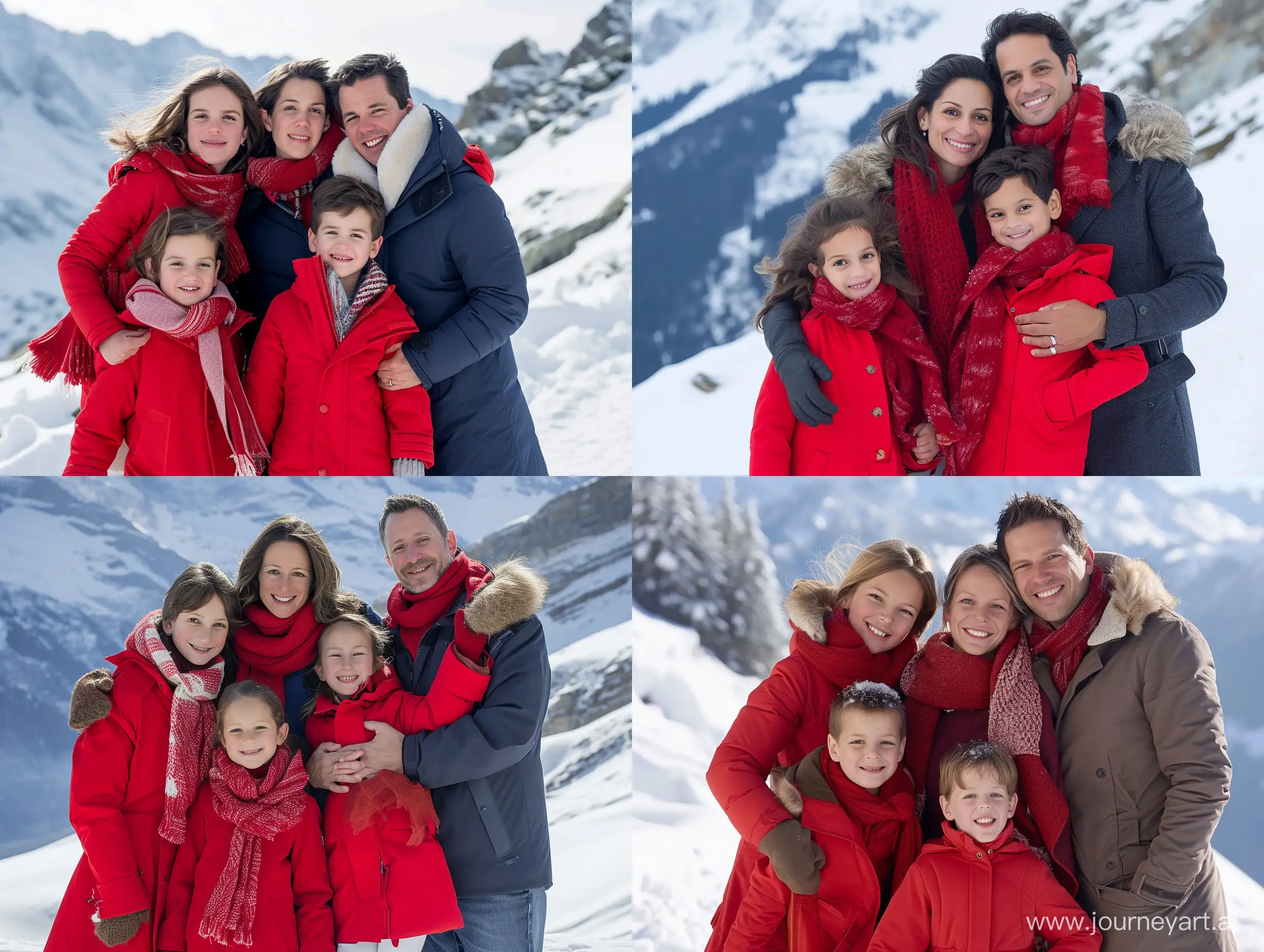 Happy-Family-Portrait-in-Snowy-Mountain-Setting