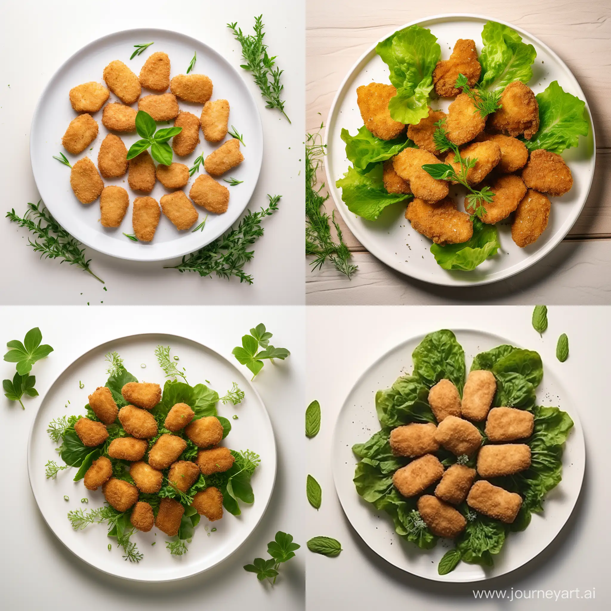 Delicious-Chicken-Nuggets-on-White-Plate-with-Fresh-Greens