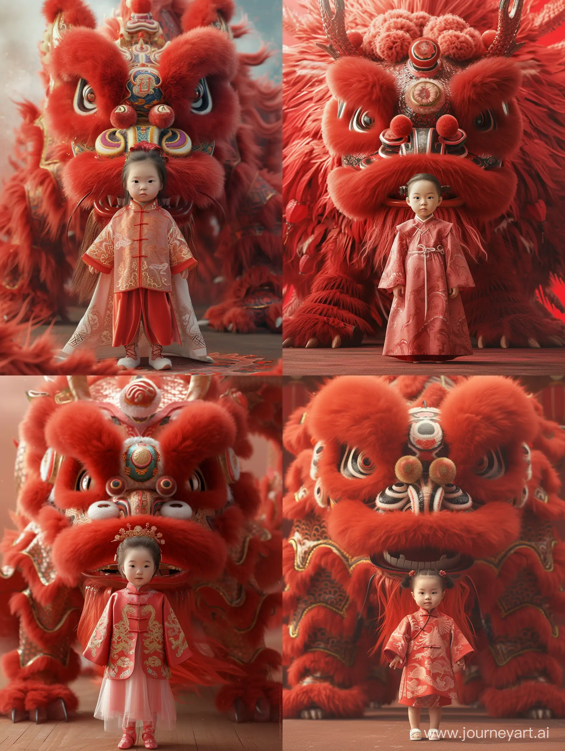 Adorable-1YearOld-in-Traditional-Chinese-Attire-Poses-with-Majestic-Red-Dragon