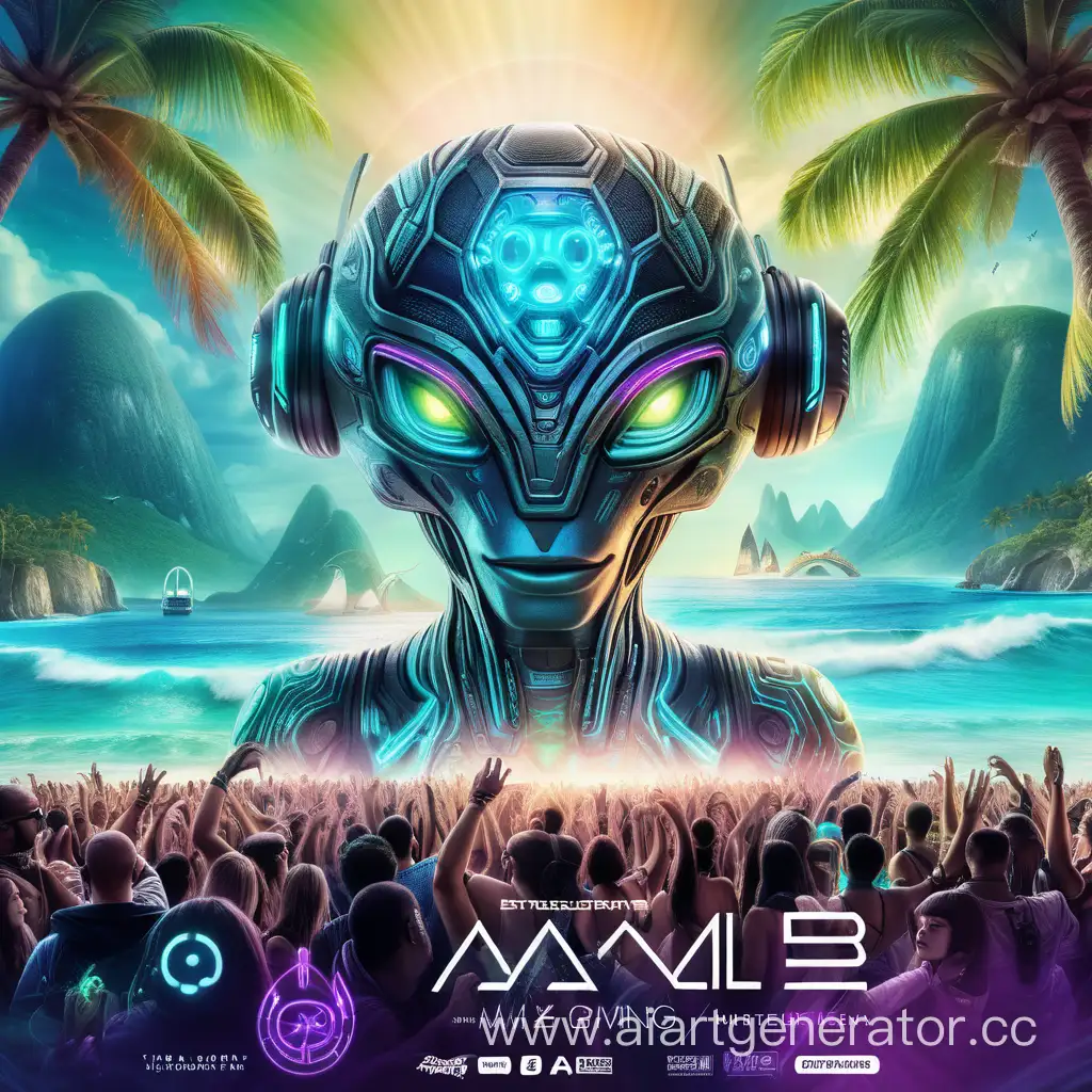 Futuristic-Jungle-Techno-Beach-Rave-Humans-and-Aliens-Unite